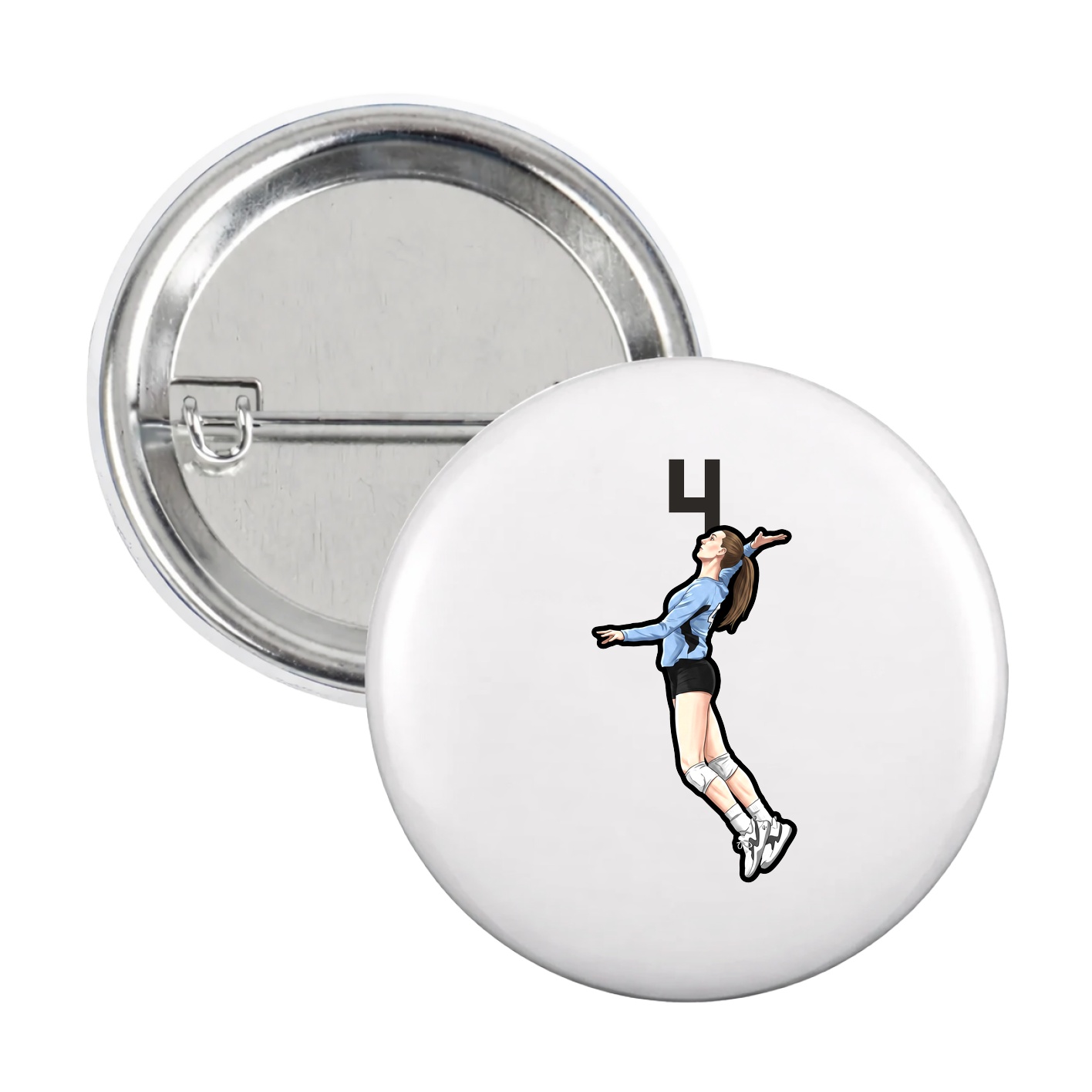 Game Day Button — Number Top in White