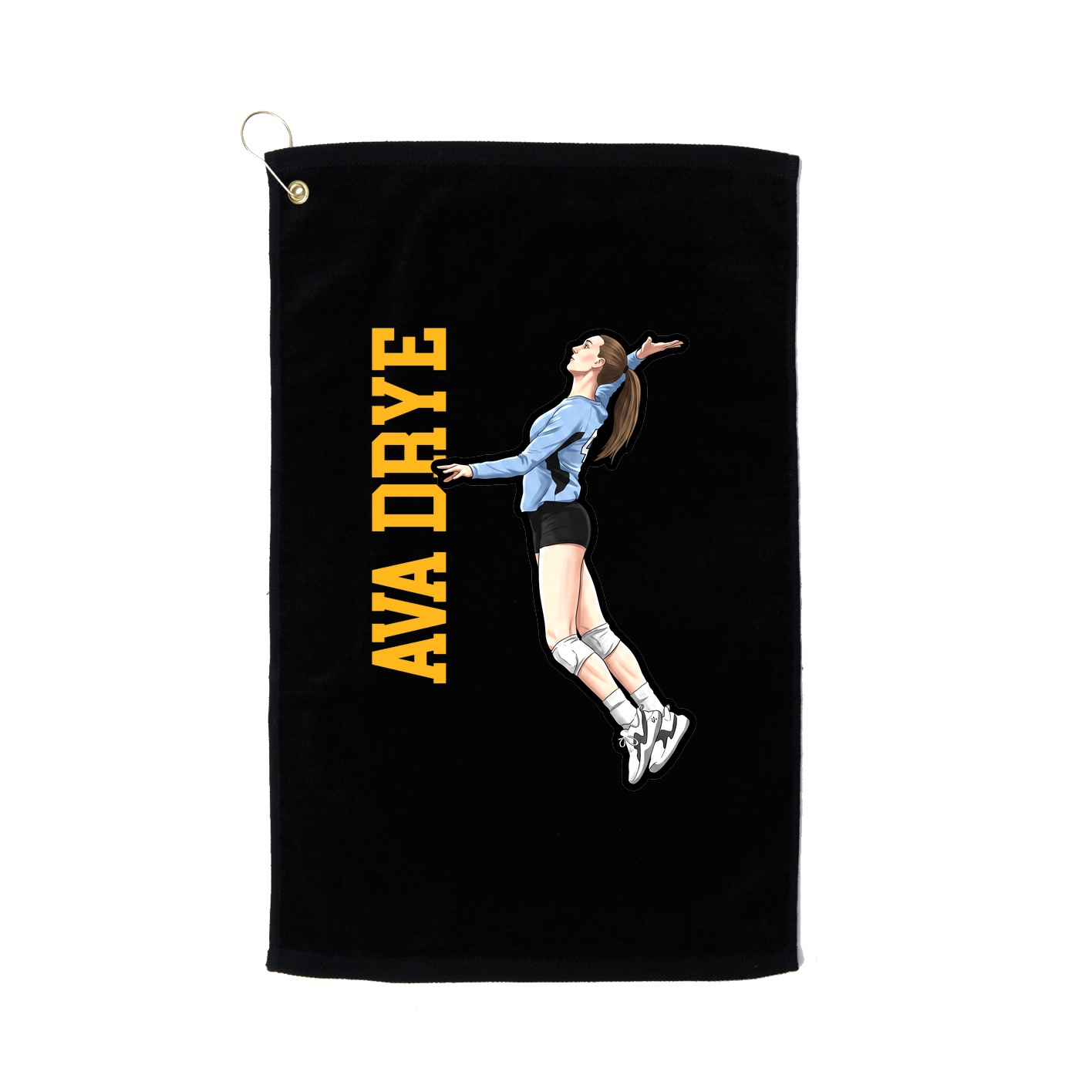 Golf Towel — Name Vertical in Black