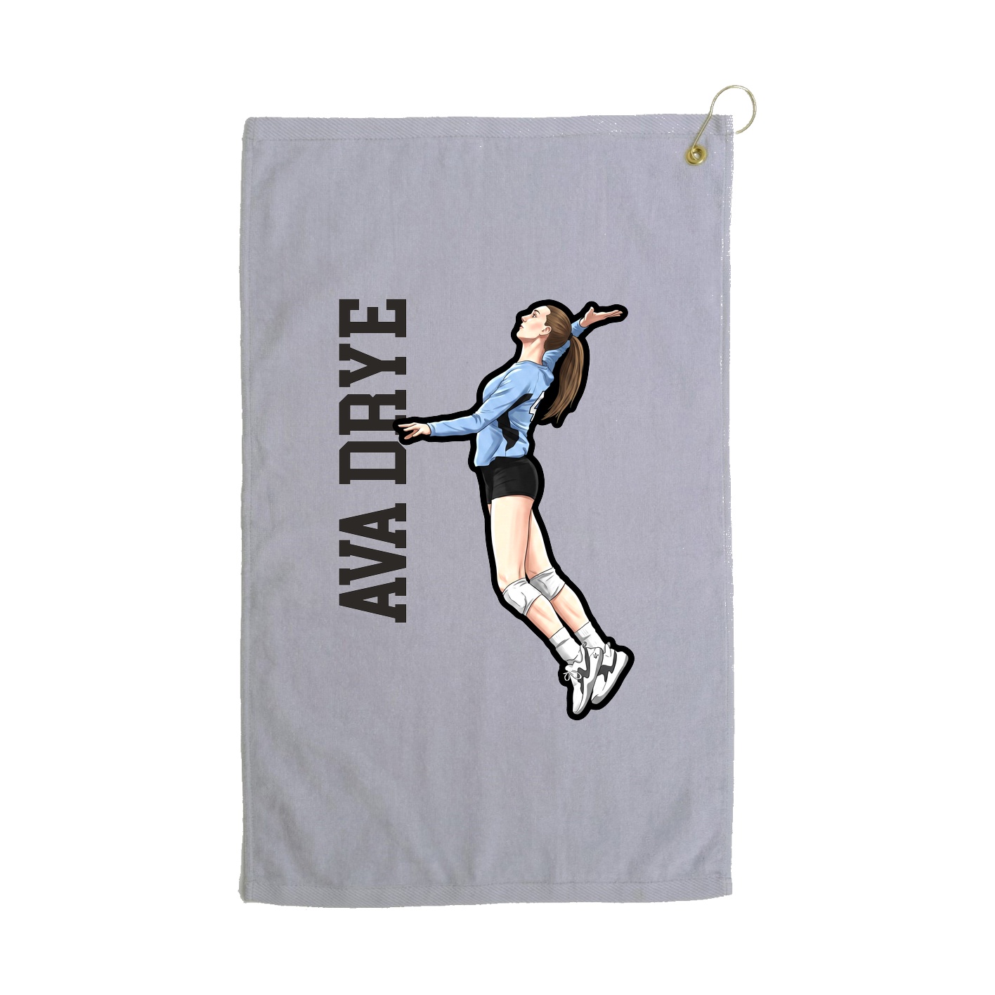 Golf Towel — Name Vertical in Grey