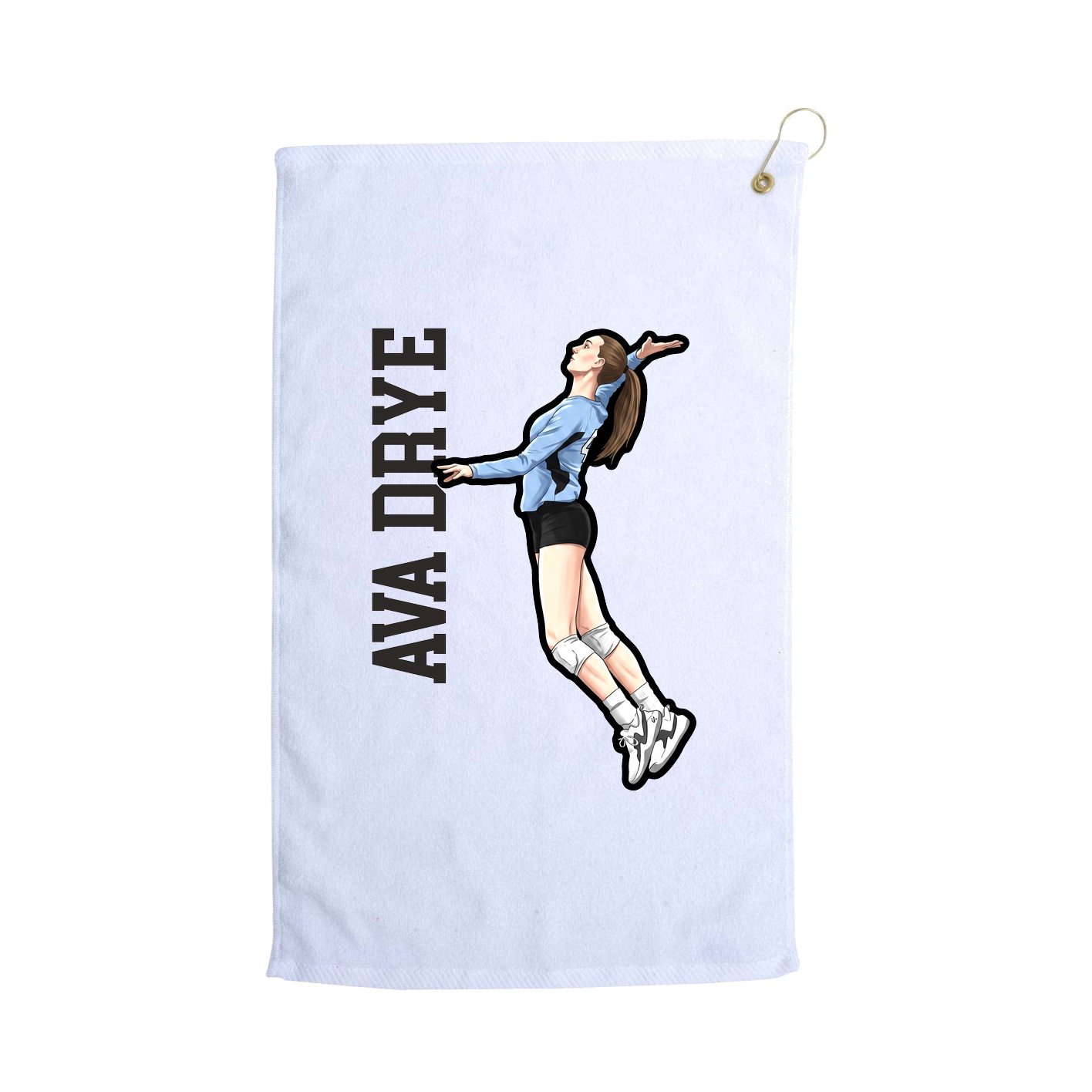 Golf Towel — Name Vertical in White