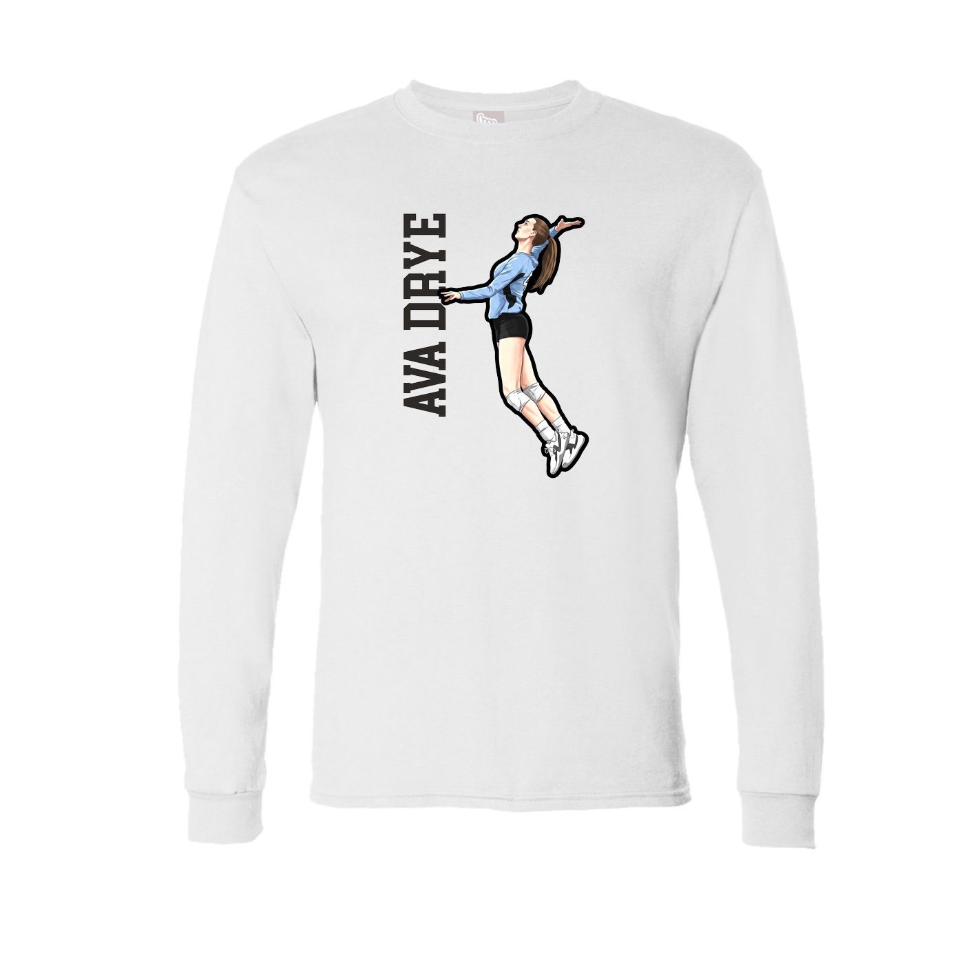 Long Sleeve Tee — Name Vertical in White