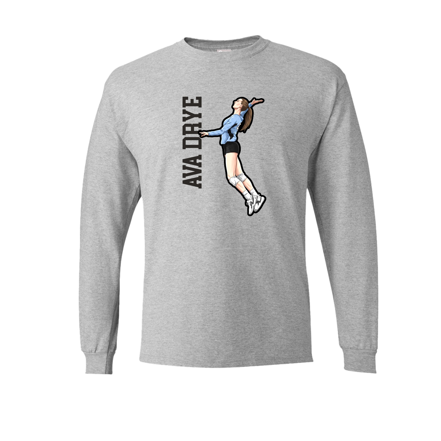 Long Sleeve Tee — Name Vertical in Grey