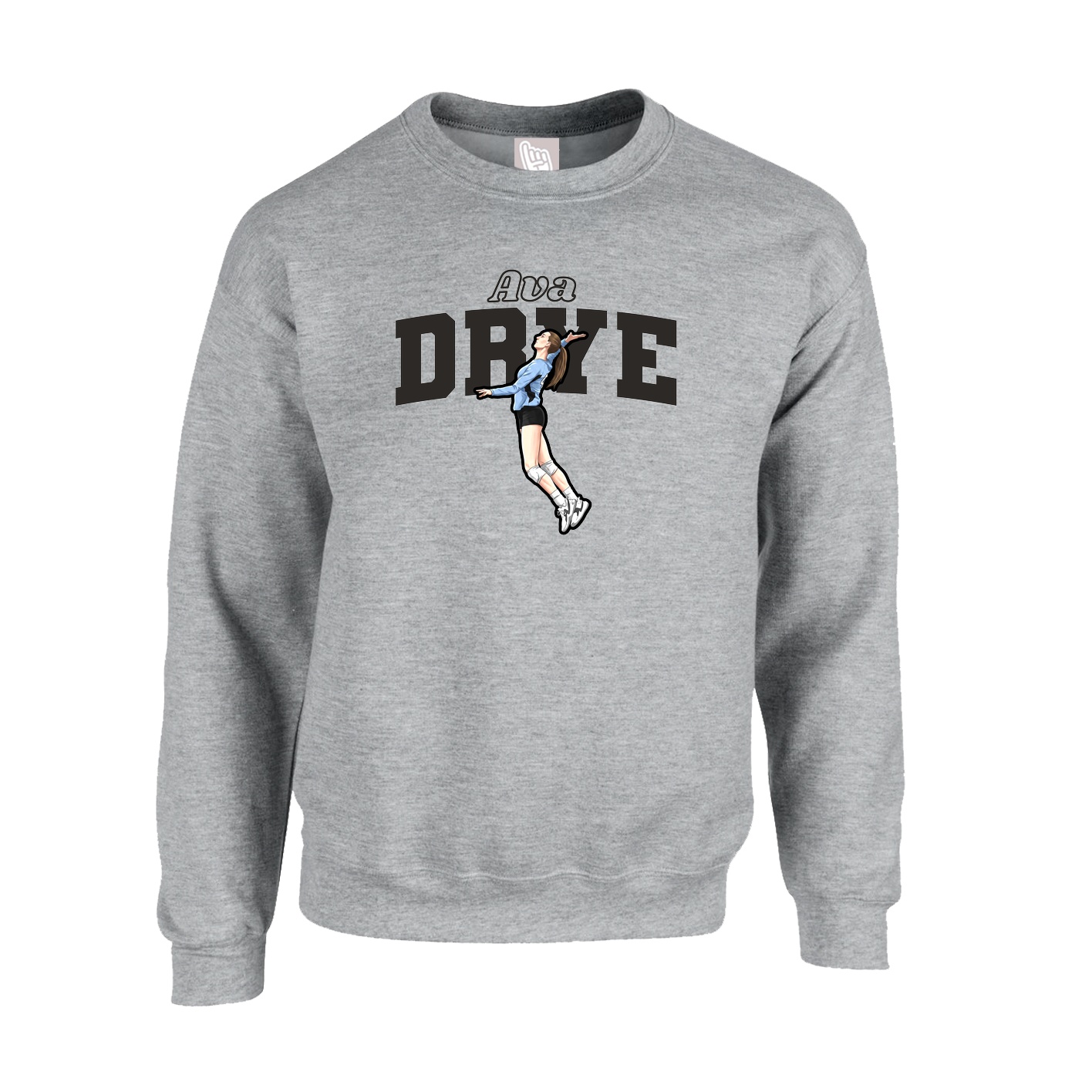 Fleece Crew — Name Arch in Grey