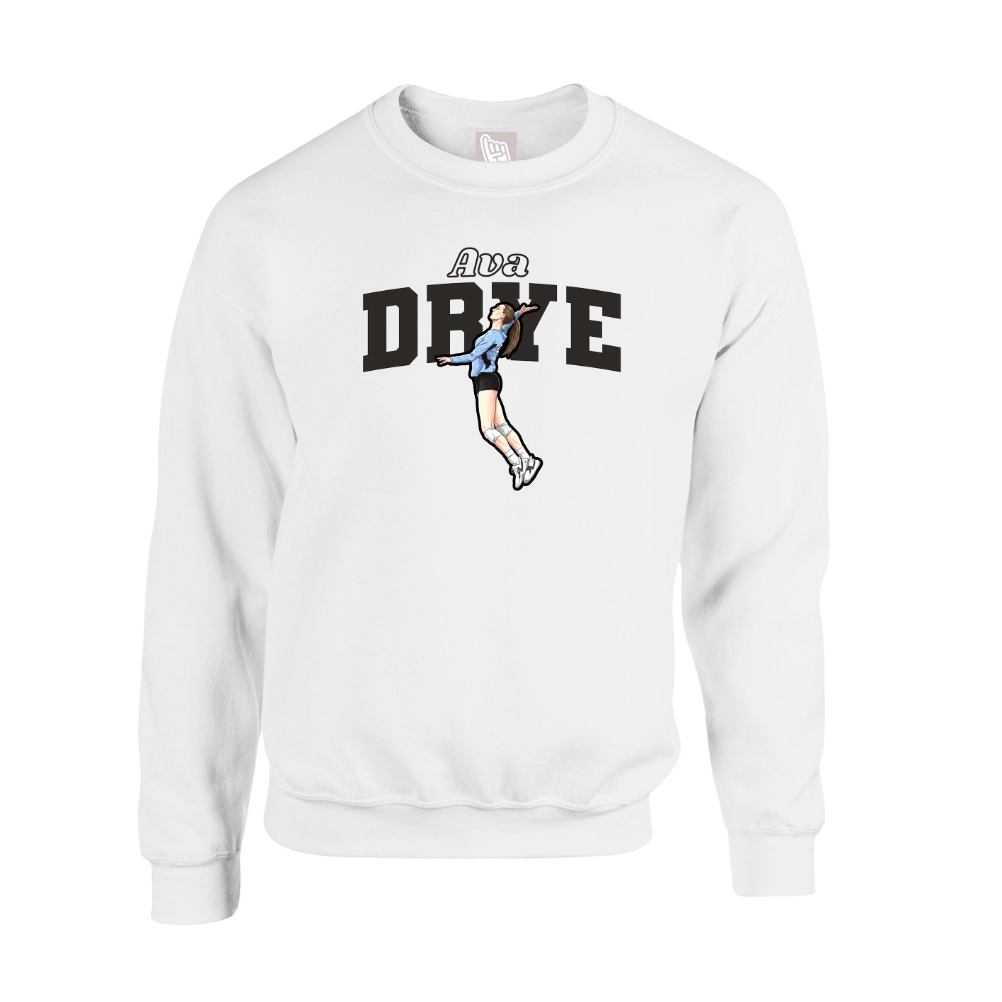 Fleece Crew — Name Arch in White