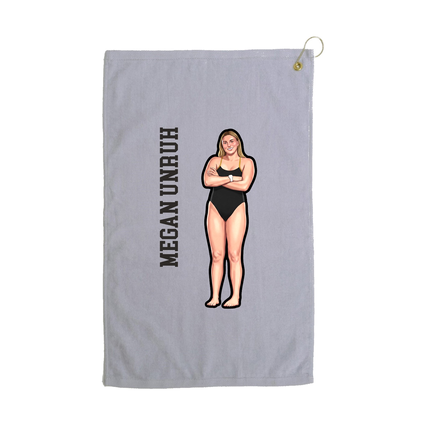 Golf Towel — Name Vertical in Grey