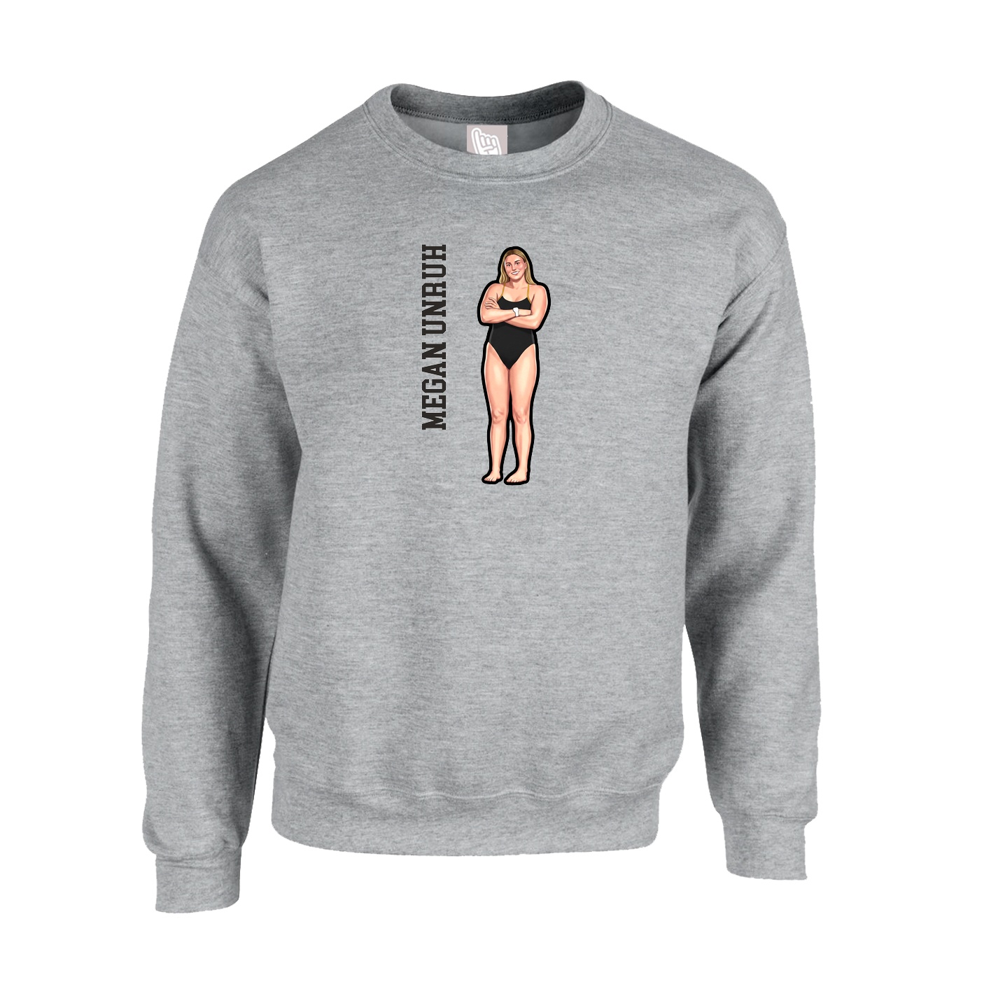 Fleece Crew — Name Vertical in Grey