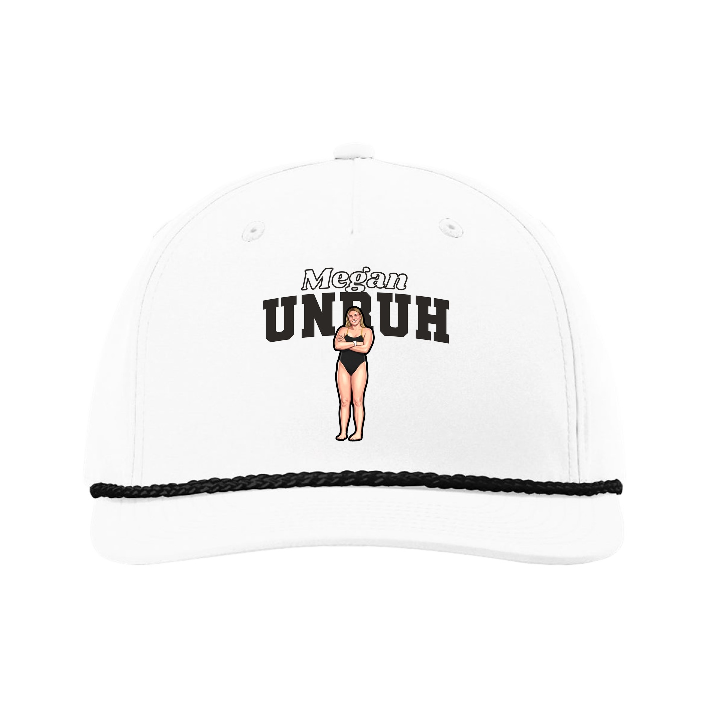 Five-Panel Classic Rope Cap — Name Arch in White