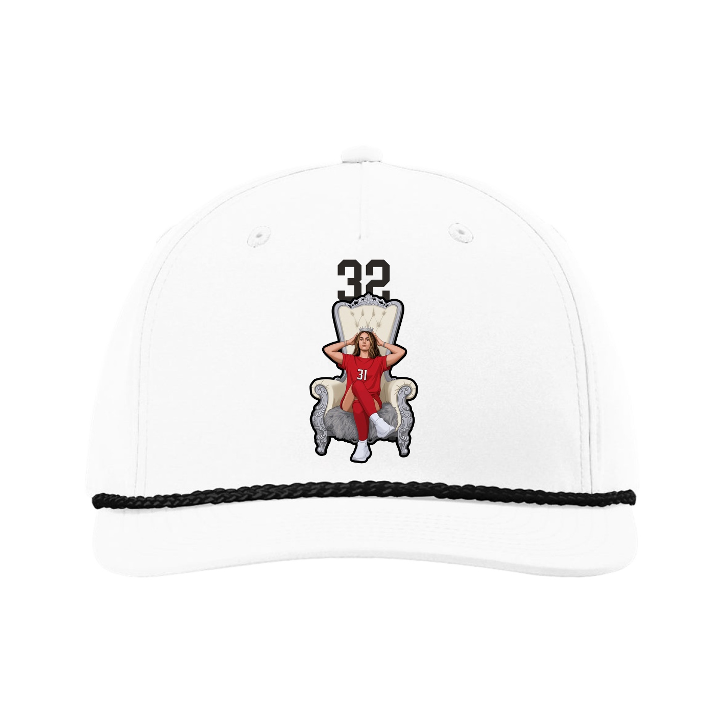 Five-Panel Classic Rope Cap — Number Top in White