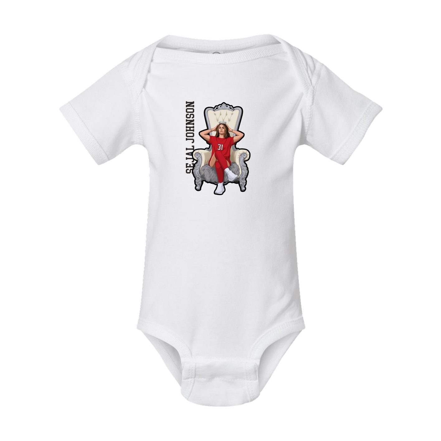 Baby Onesie — Name Vertical in White