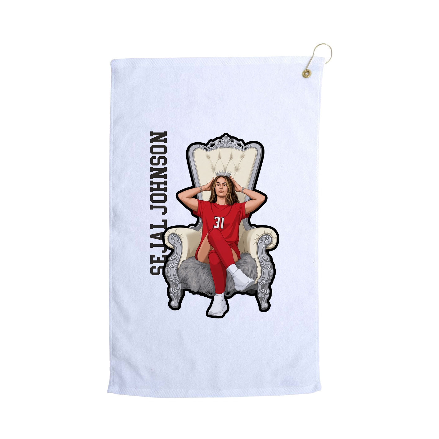 Golf Towel — Name Vertical in White