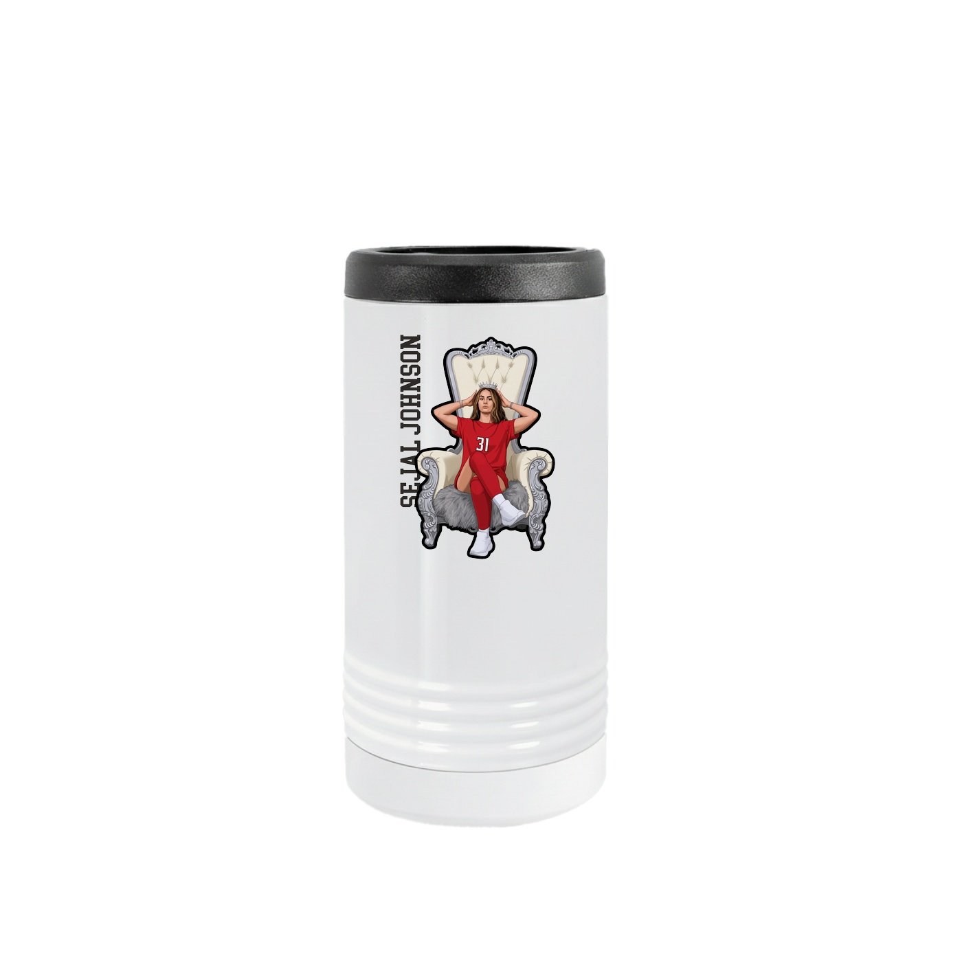 Slim Beverage Holder — Name Vertical in White
