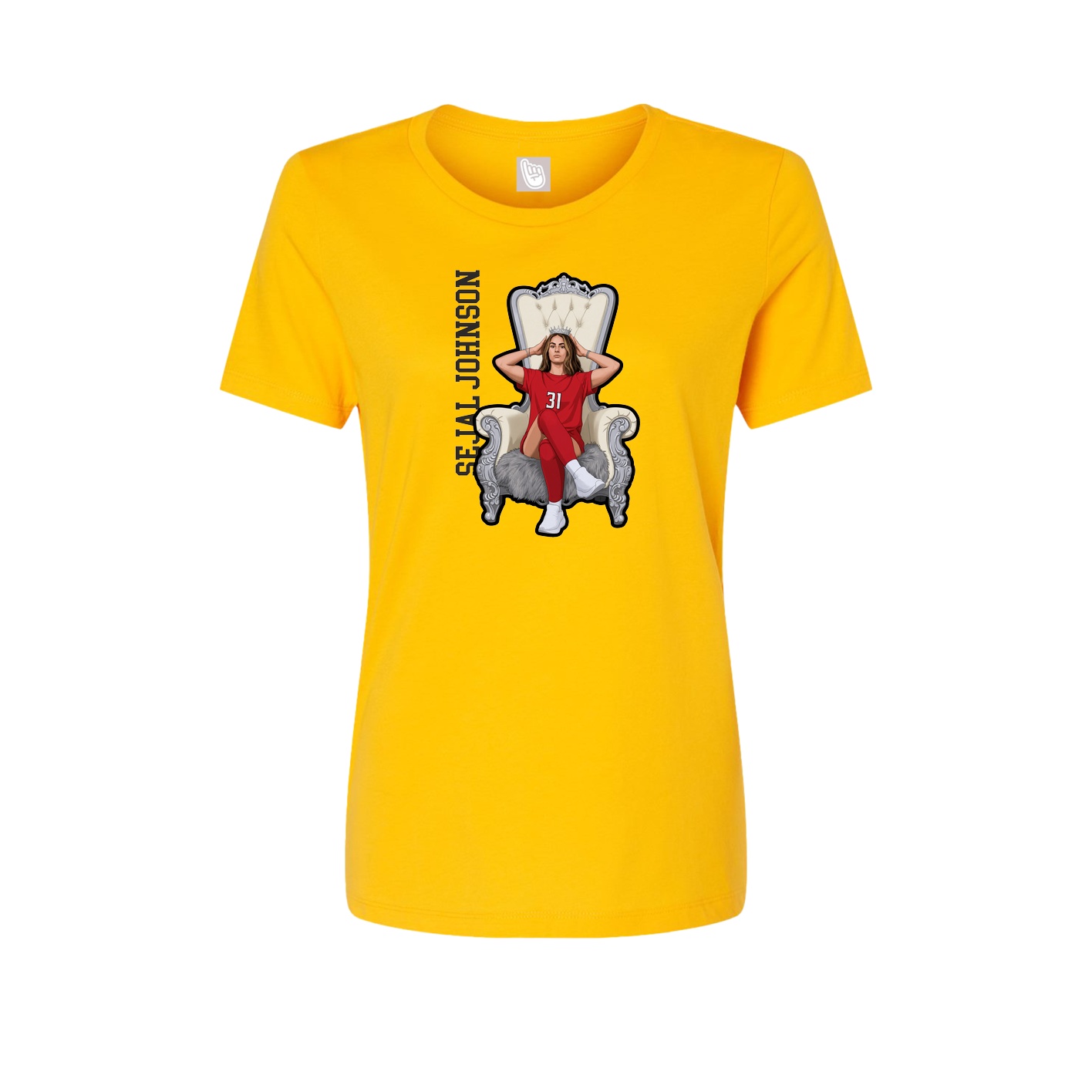 Fitted Women's Tee — Name Vertical in Gold