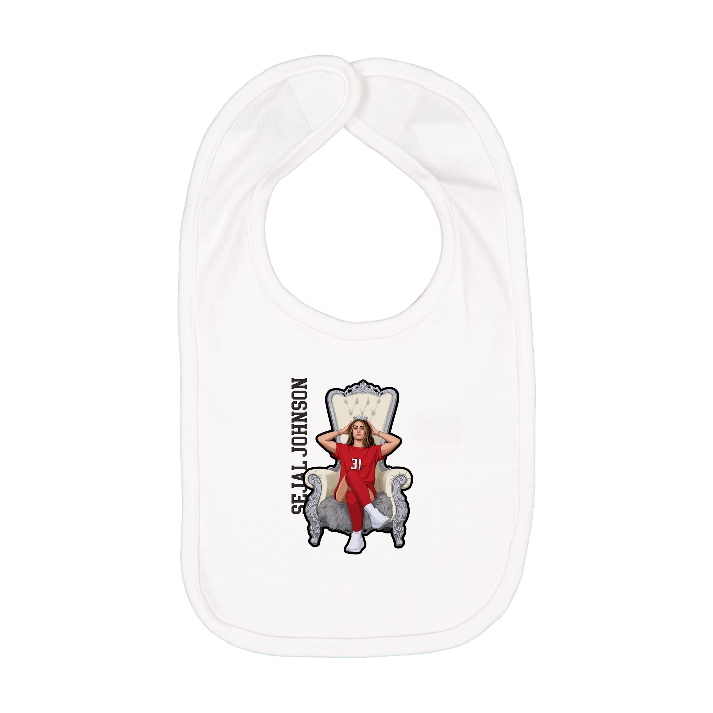 Infant Bib — Name Vertical in White