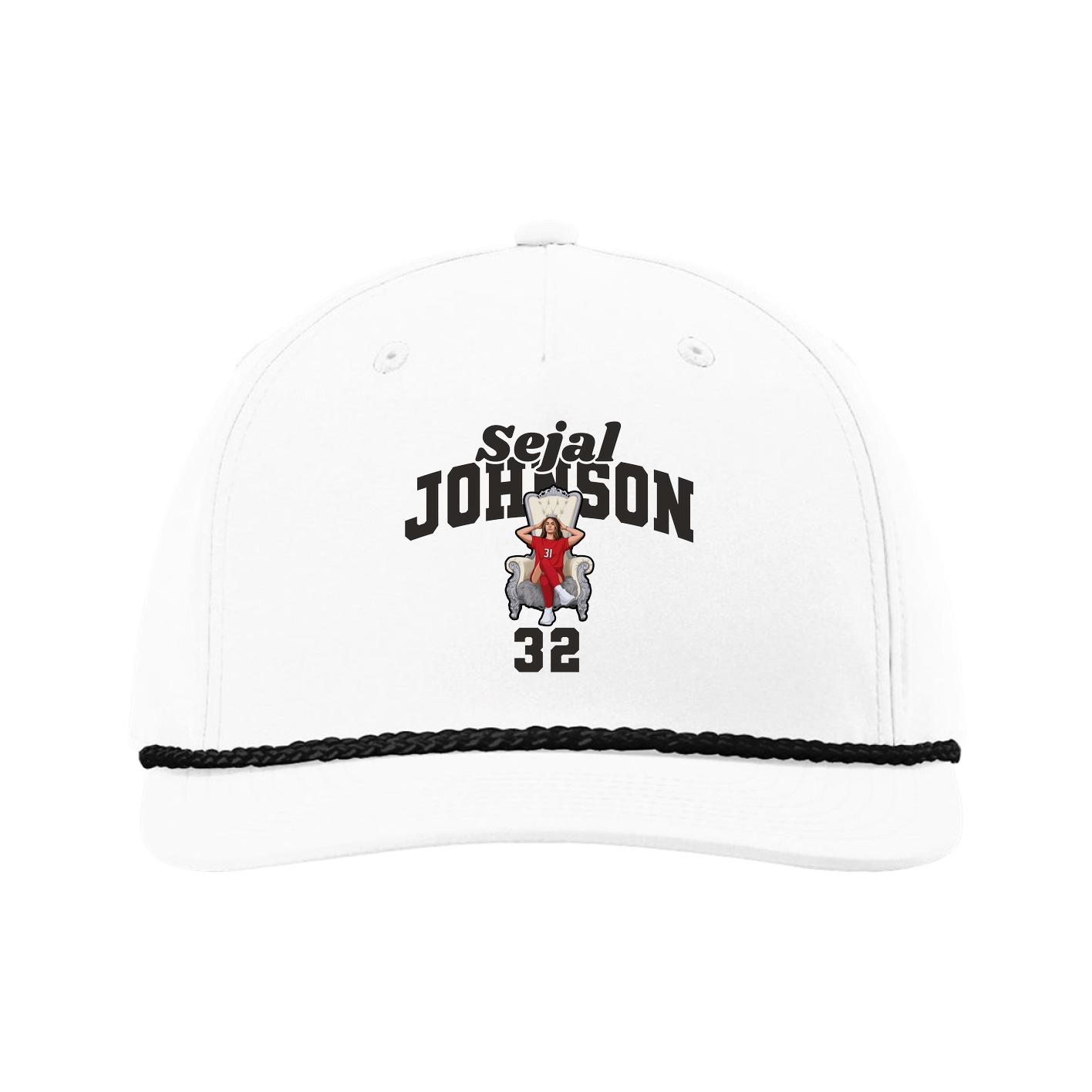 Five-Panel Classic Rope Cap — Signature Arch in White