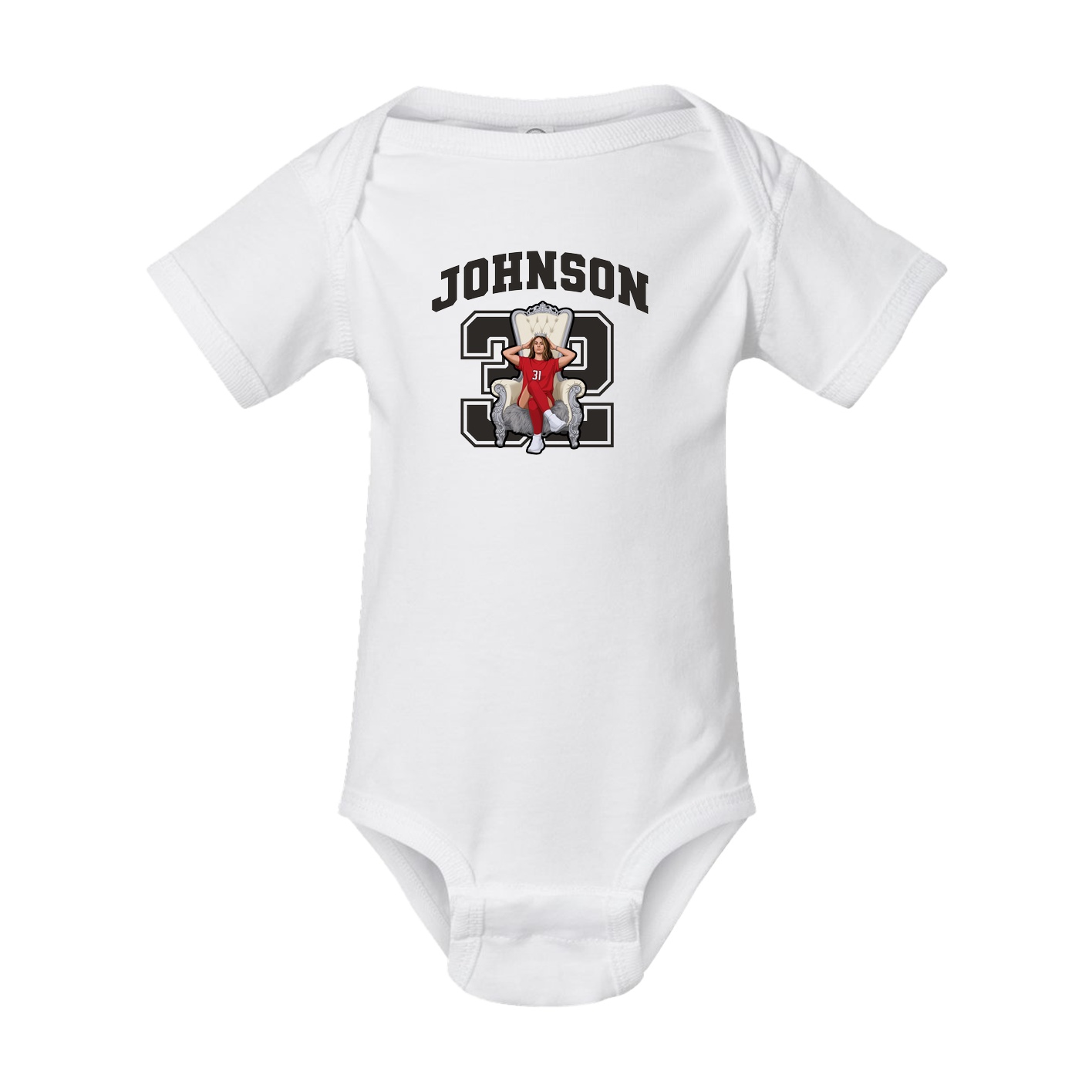 Baby Onesie — Number in White