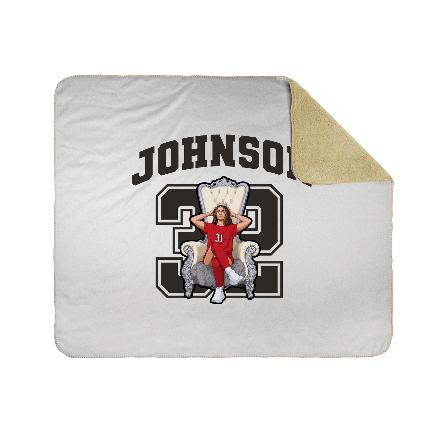 Throw Blanket — Number in White