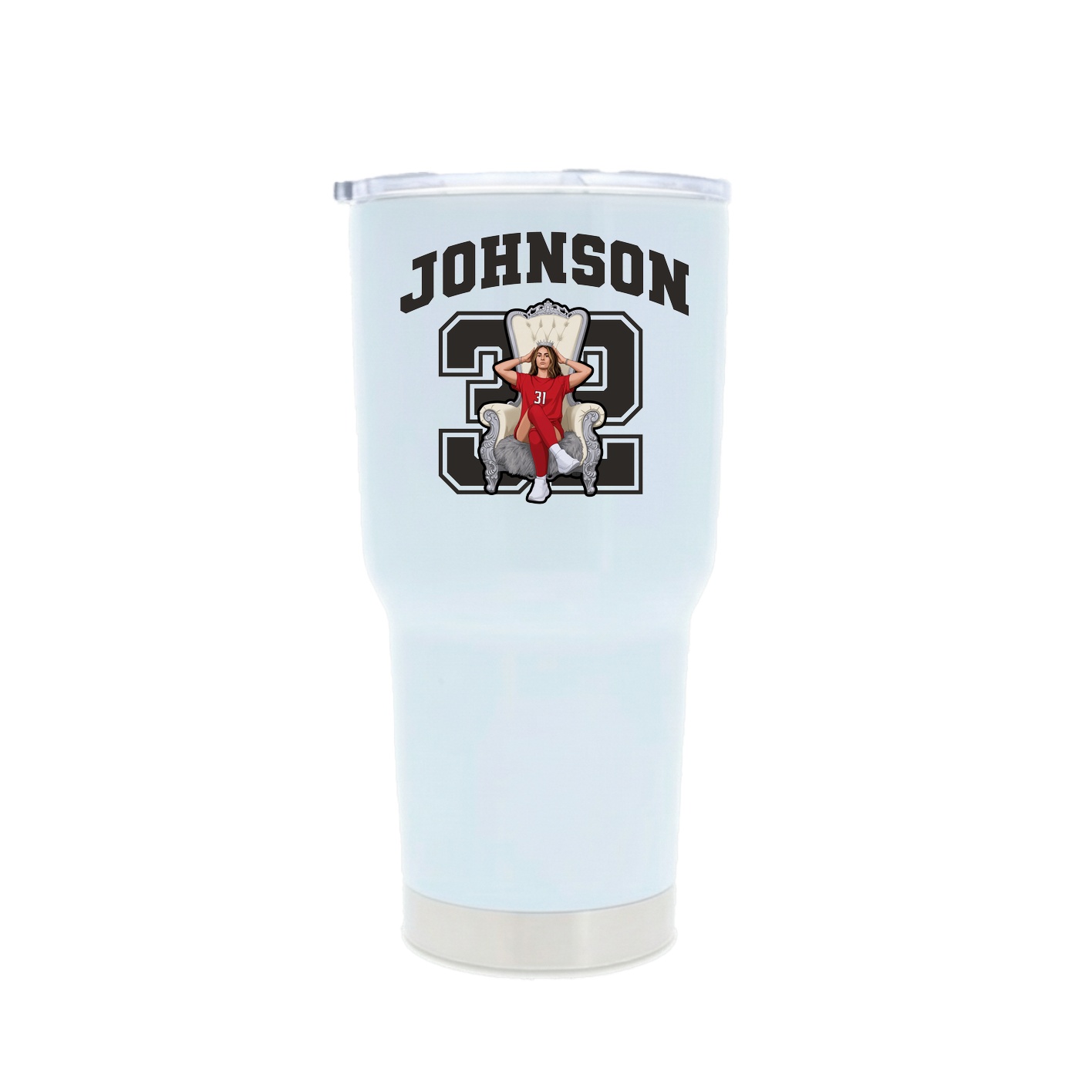 30oz Stainless Steel Tumbler — Number in White