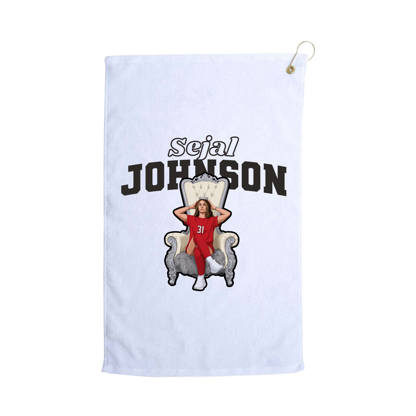Golf Towel — Name Arch in White