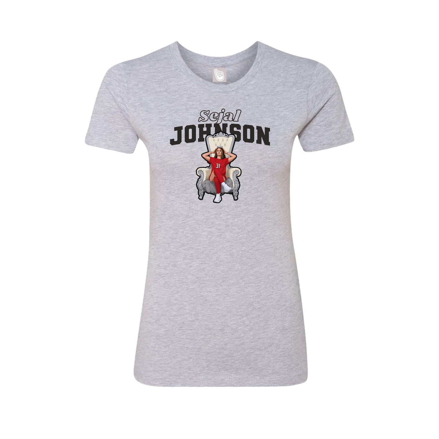 Fitted Women's Tee — Name Arch in Grey
