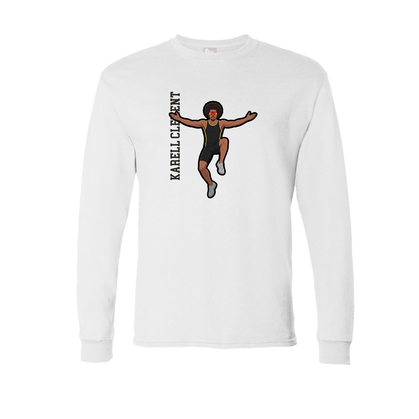Long Sleeve Tee — Name Vertical in White