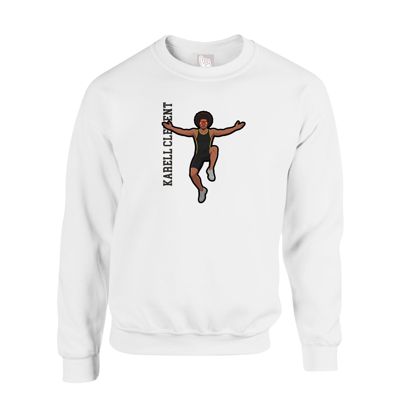 Fleece Crew — Name Vertical in White