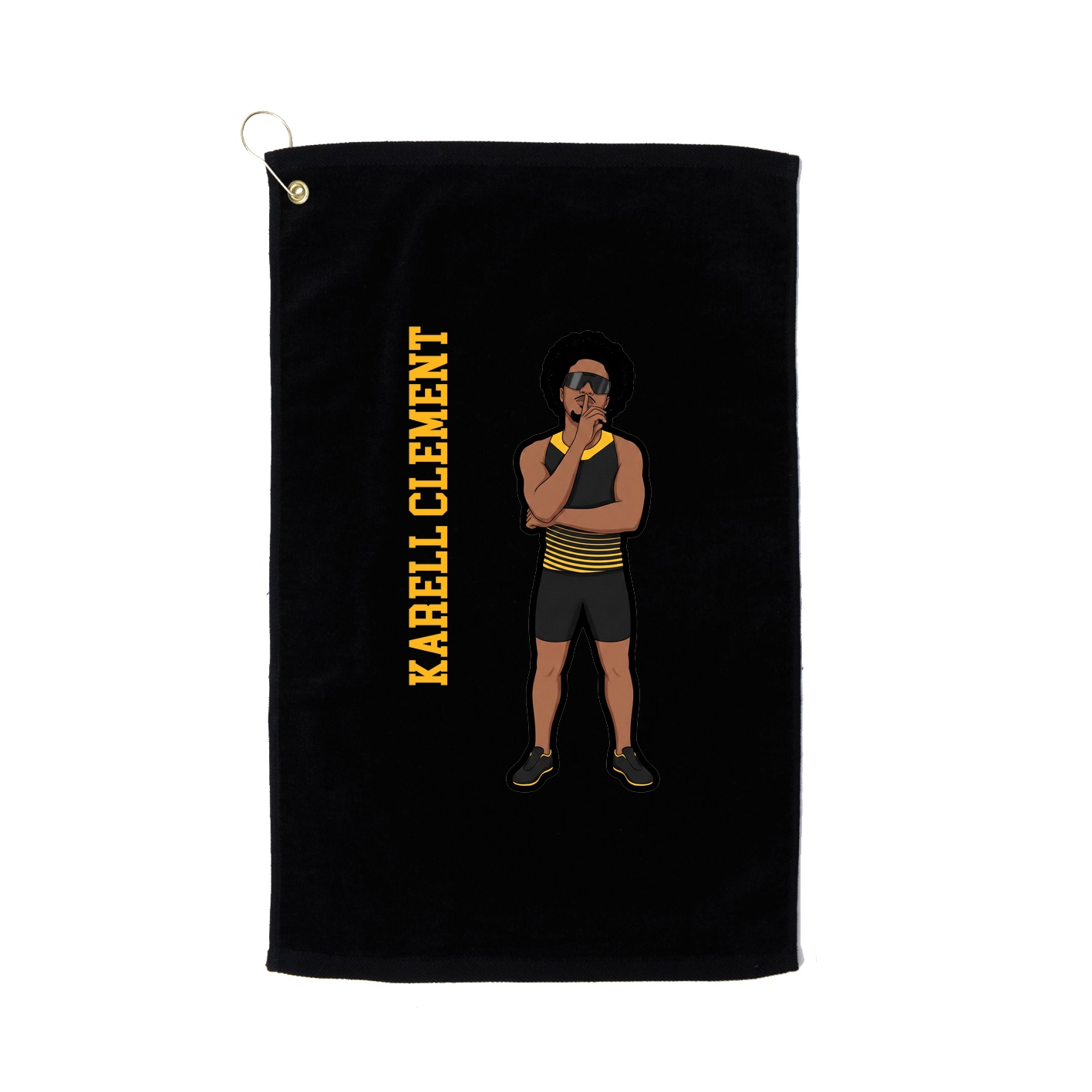 Golf Towel — Name Vertical in Black