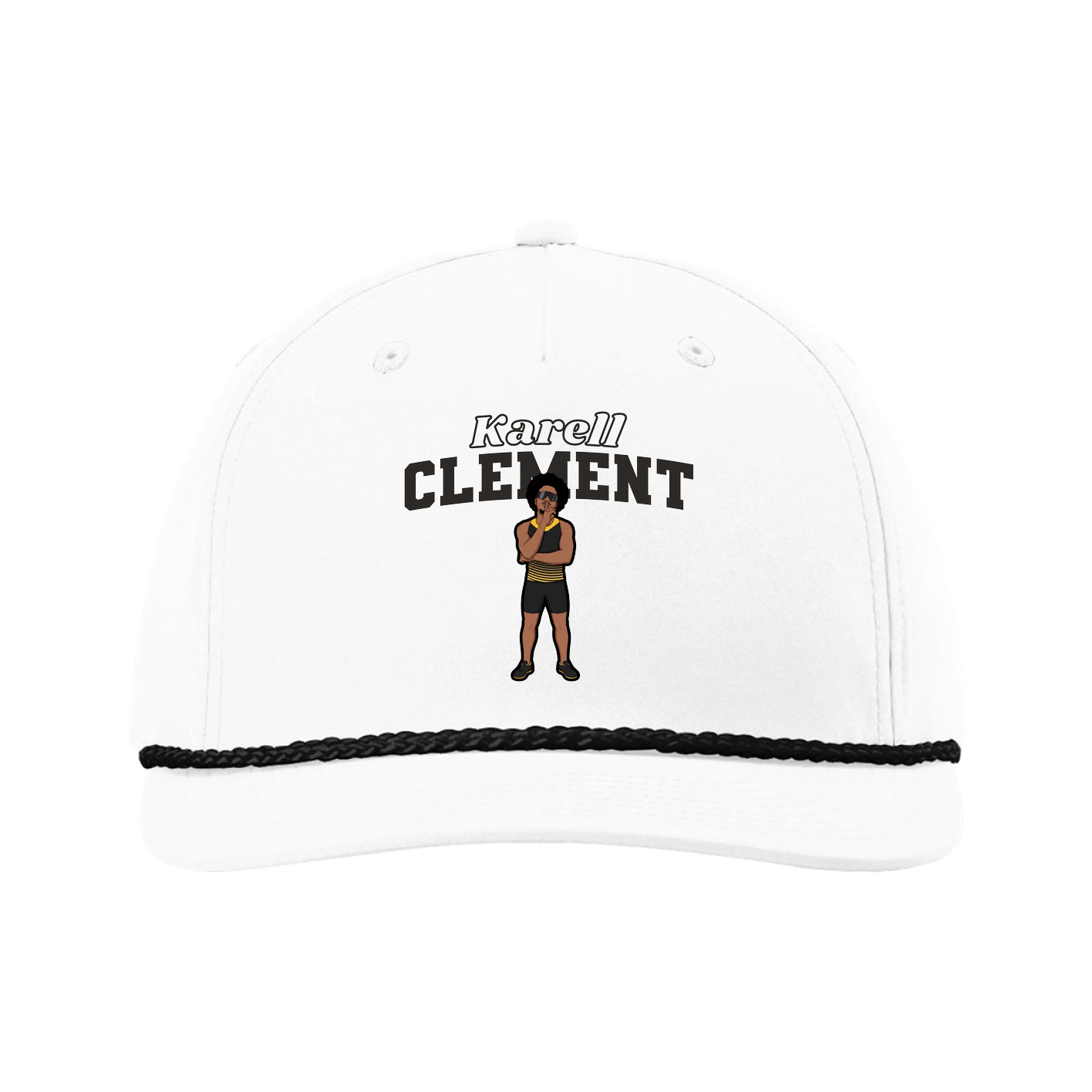 Five-Panel Classic Rope Cap — Name Arch in White