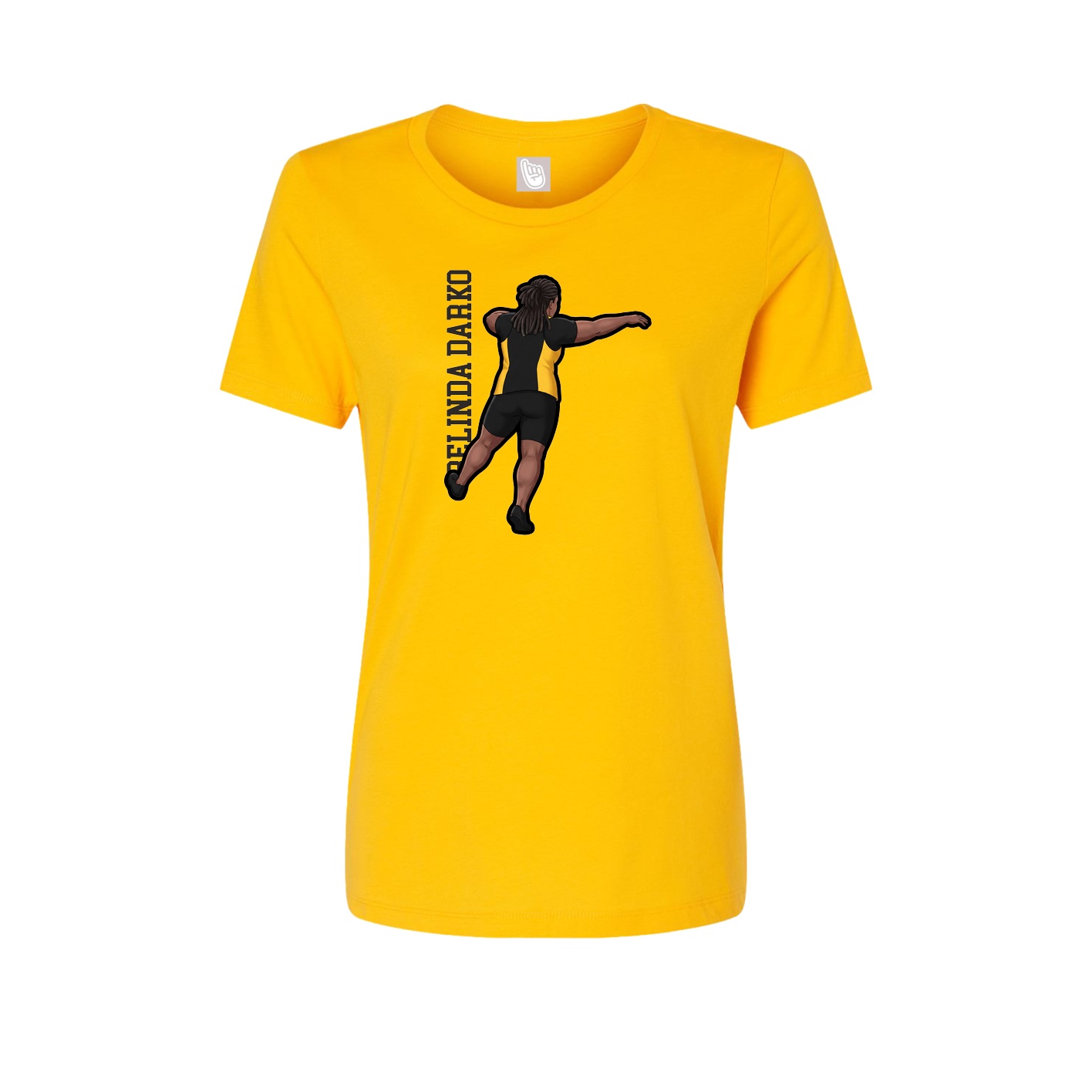 Womens Tee — Name Vertical in Gold