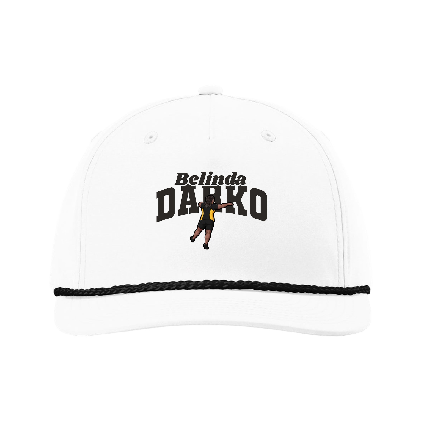 Five-Panel Classic Rope Cap — Signature Arch in White