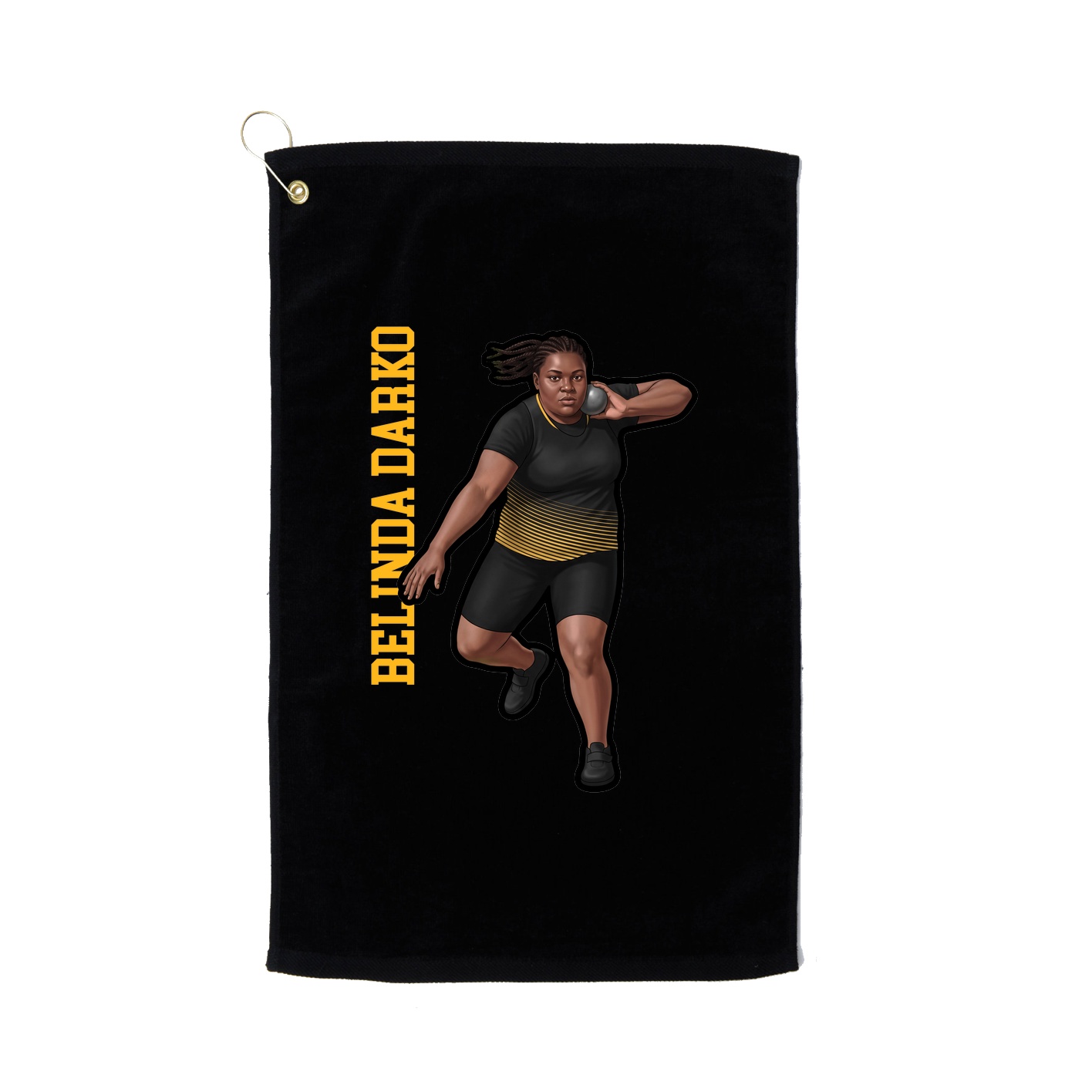 Golf Towel — Name Vertical in Black
