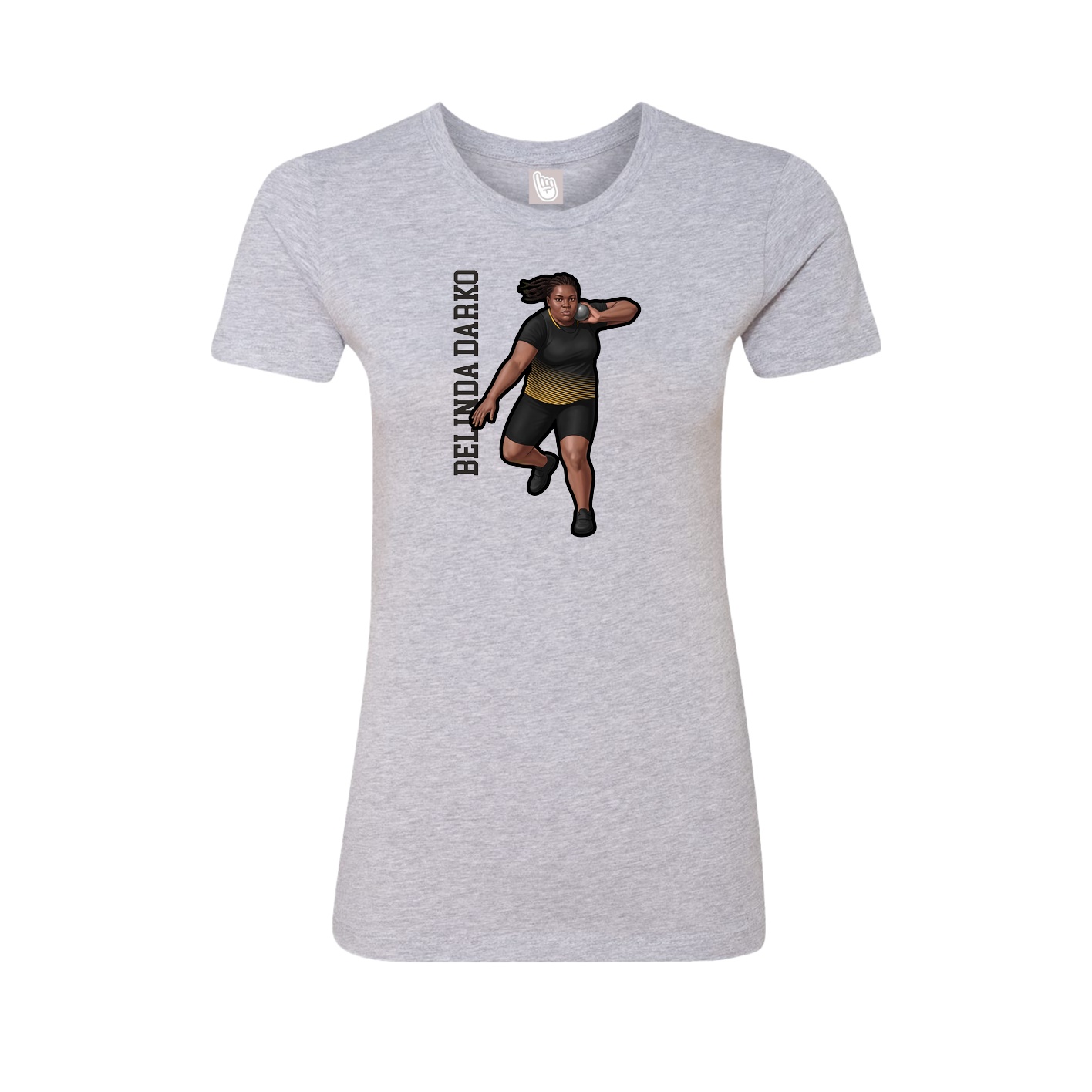Womens Tee — Name Vertical in Grey