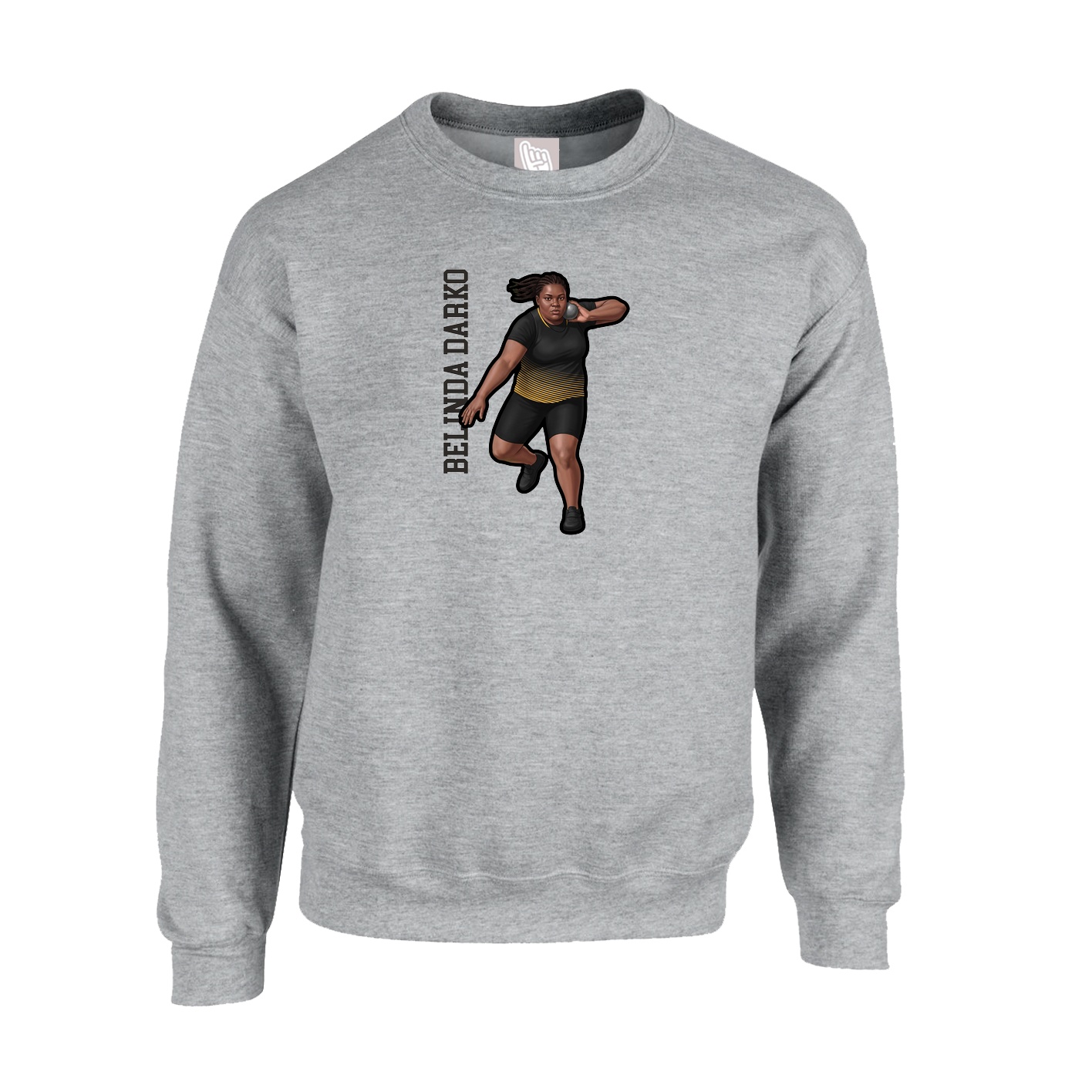Fleece Crew — Name Vertical in Grey