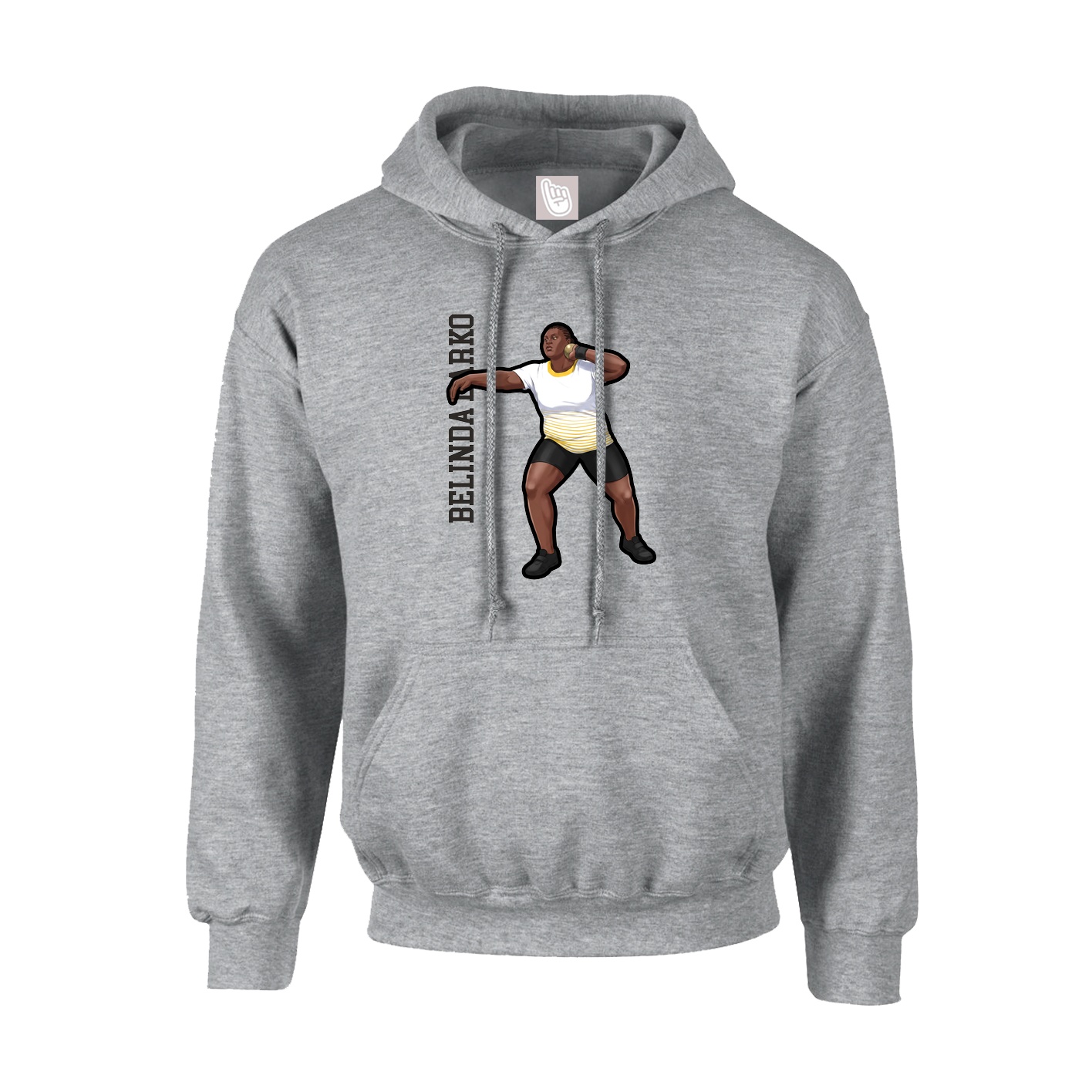 Hoodie — Name Vertical in Grey