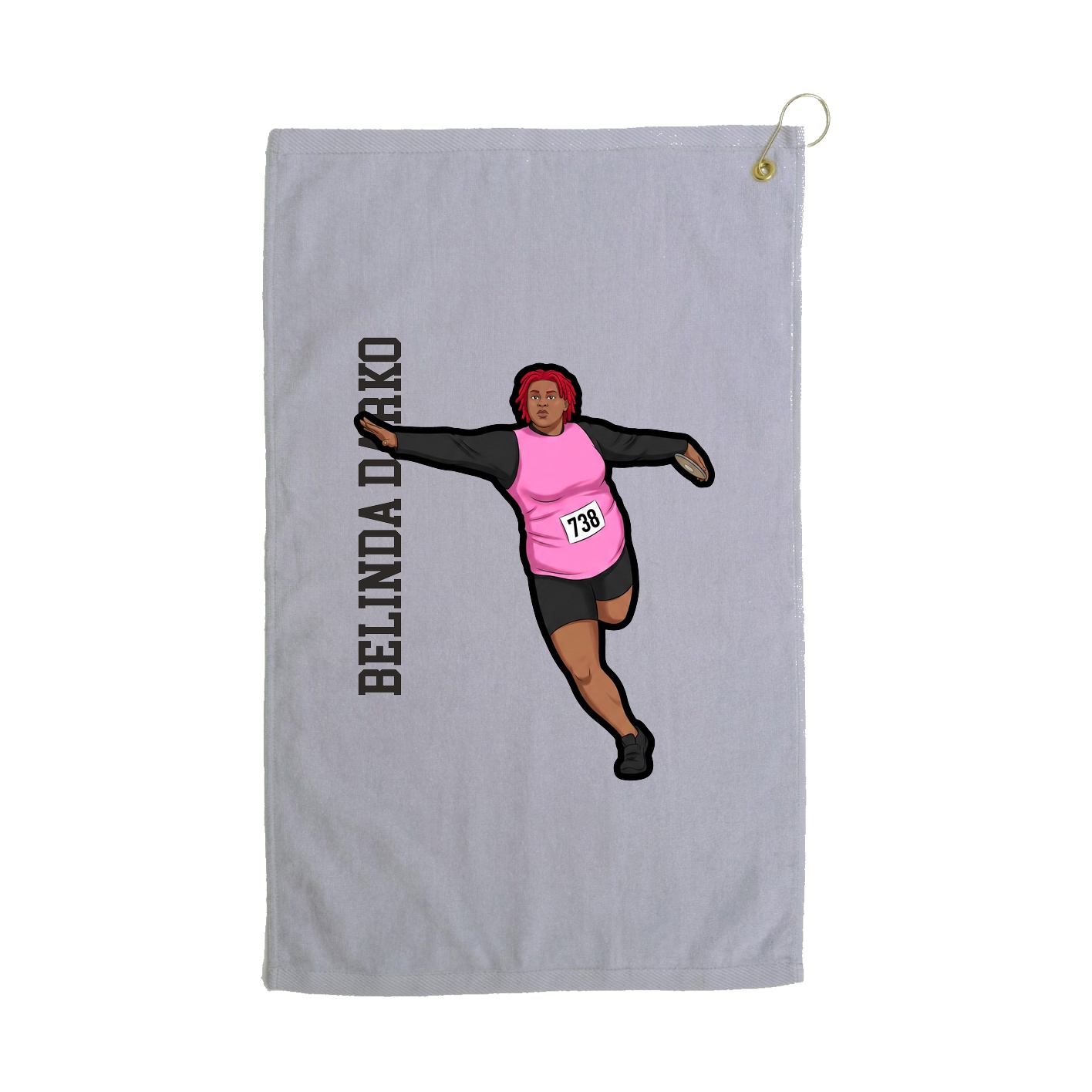 Golf Towel — Name Vertical in Grey