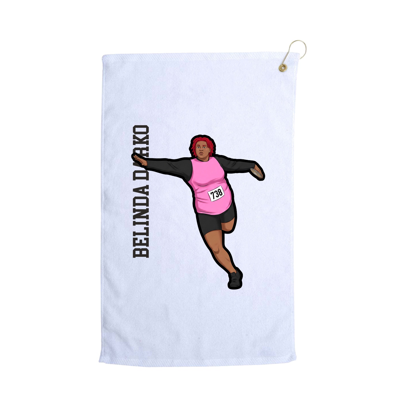 Golf Towel — Name Vertical in White