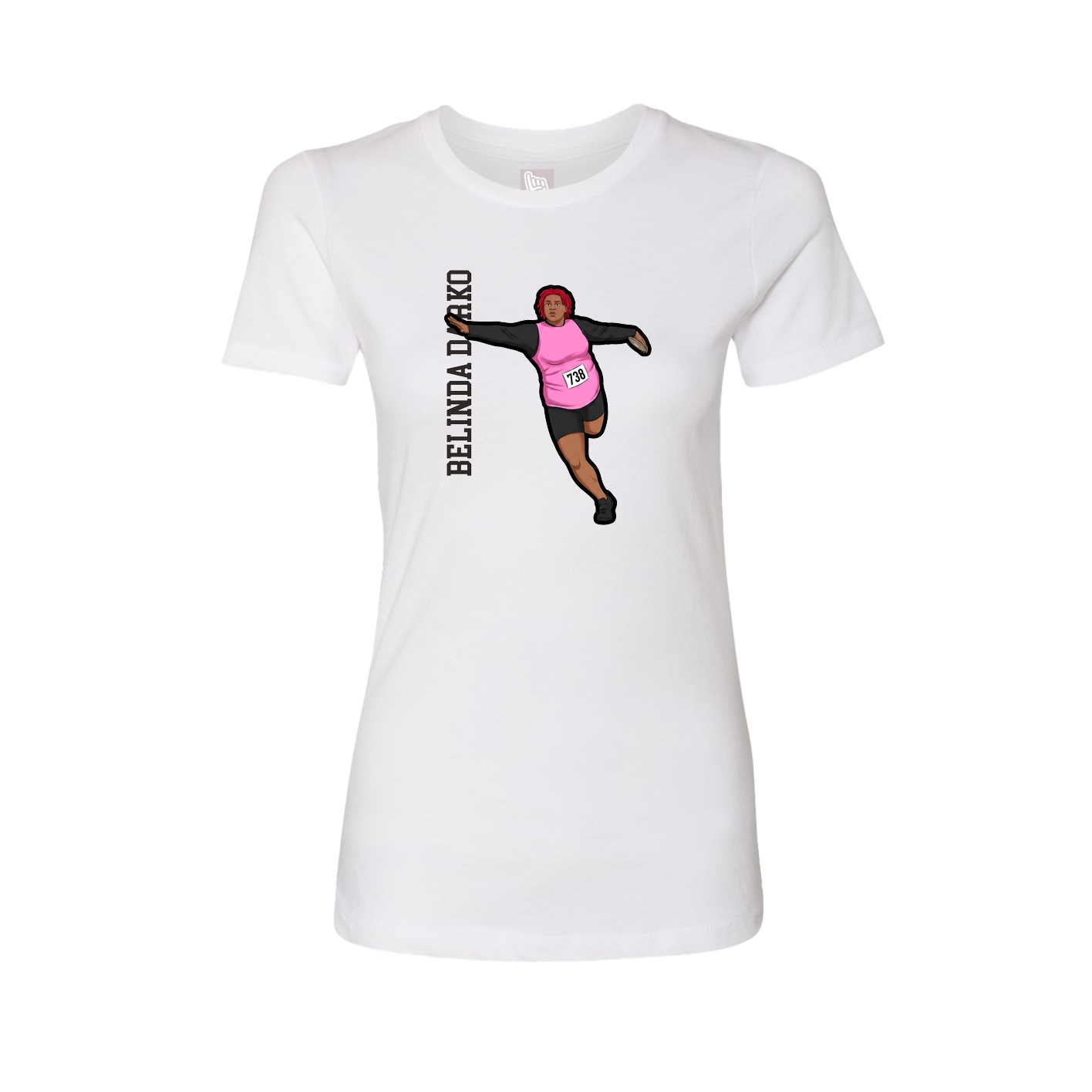 Fitted Women's Tee — Name Vertical in White