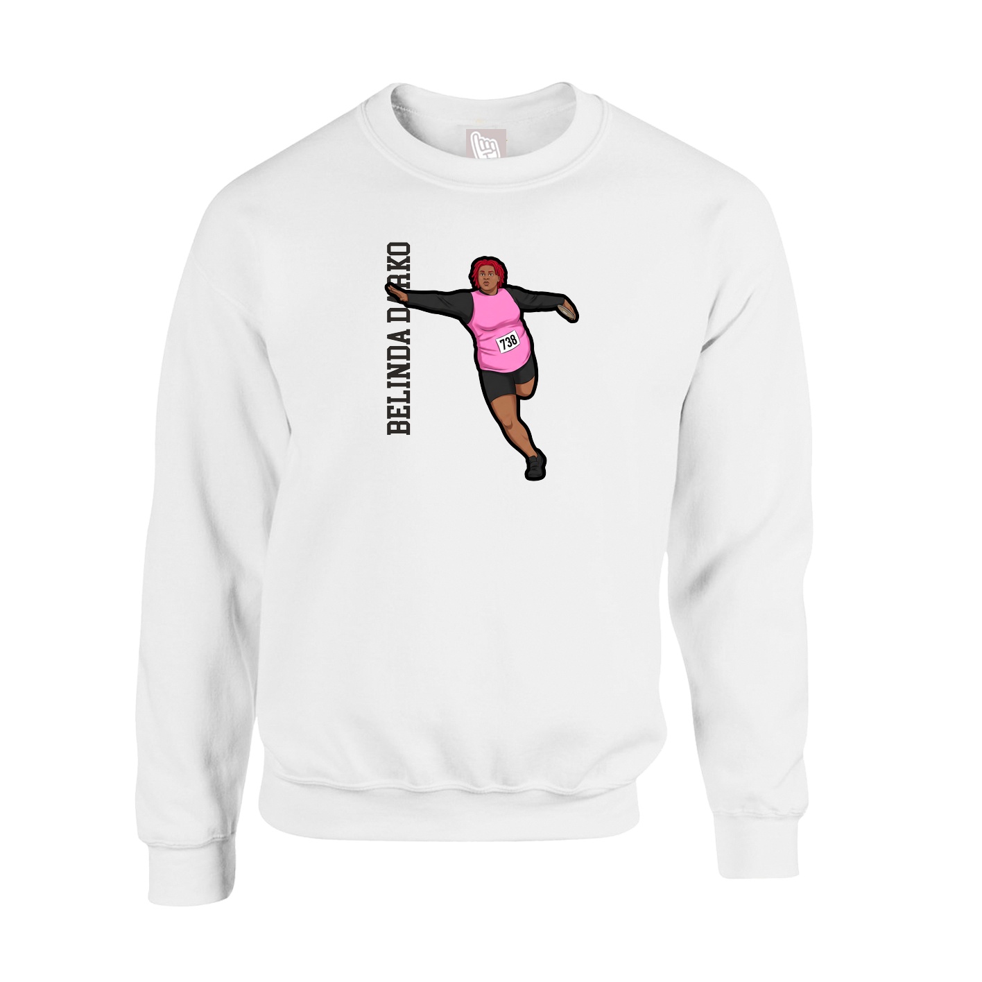 Fleece Crew — Name Vertical in White