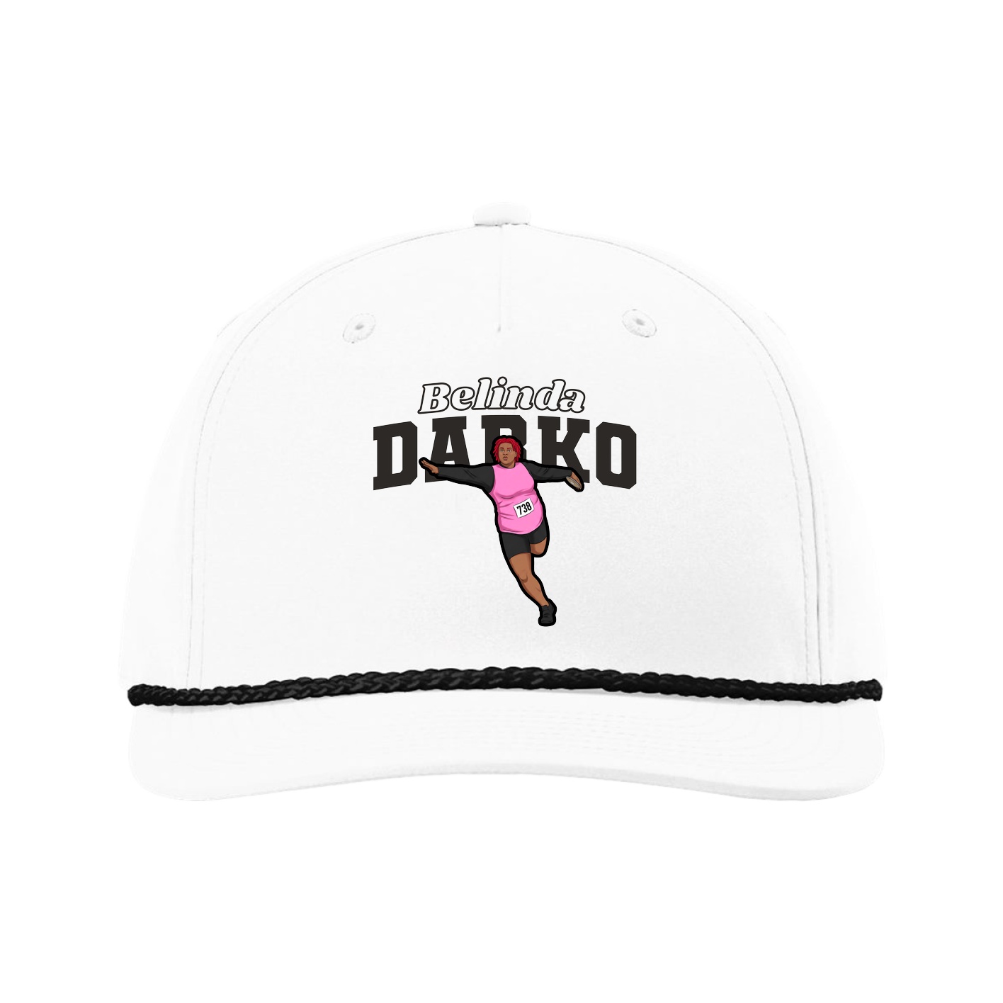 Five-Panel Classic Rope Cap — Name Arch in White