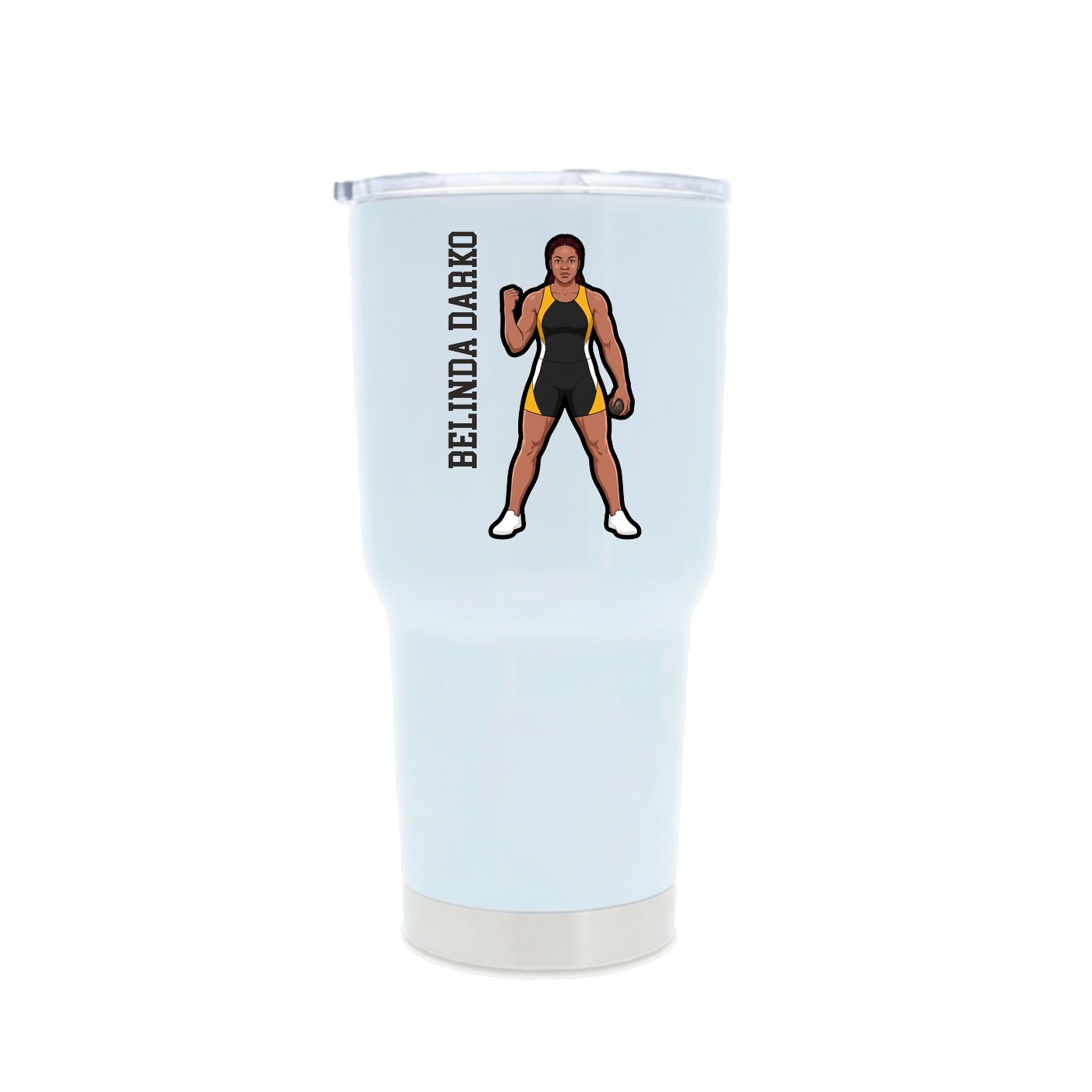 30oz Stainless Steel Tumbler — Name Vertical in White