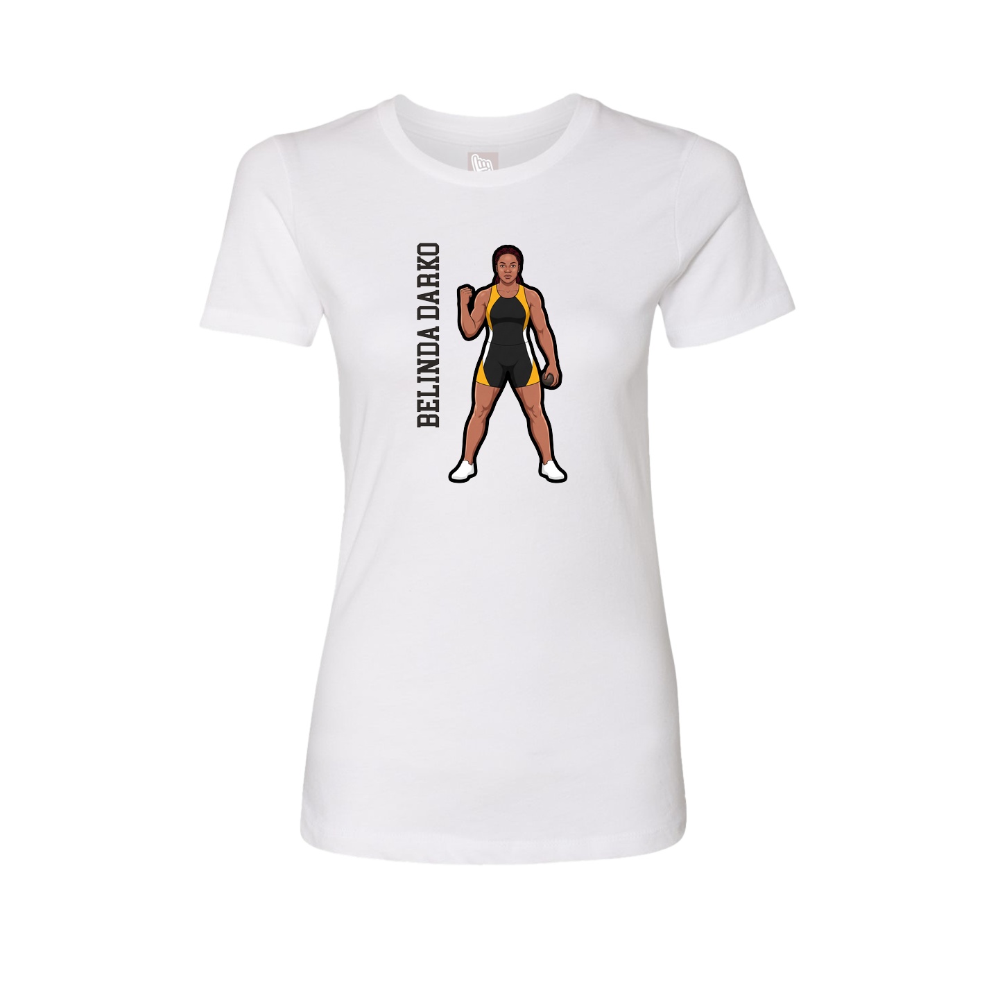 Womens Tee — Name Vertical in White