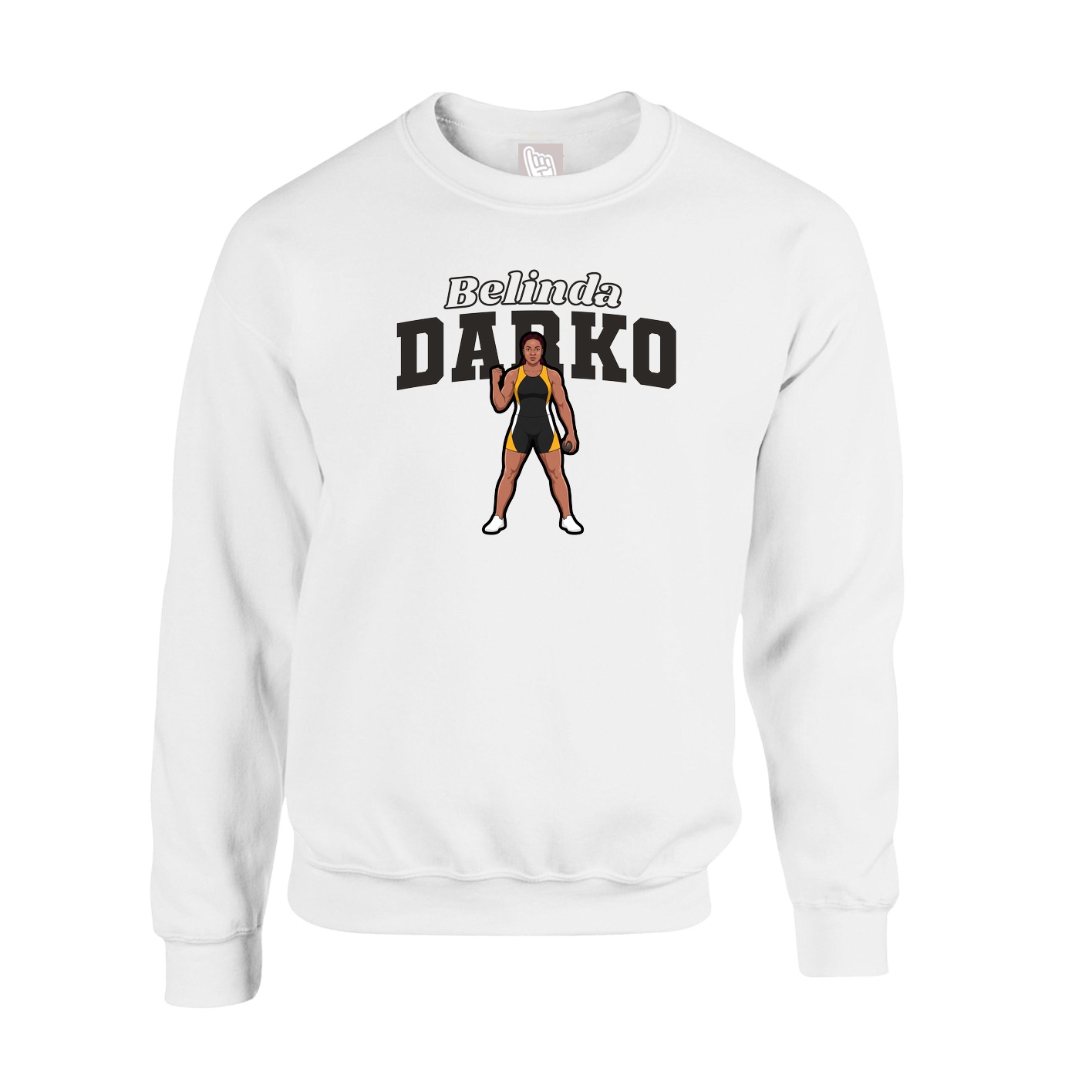 Fleece Crew — Name Arch in White