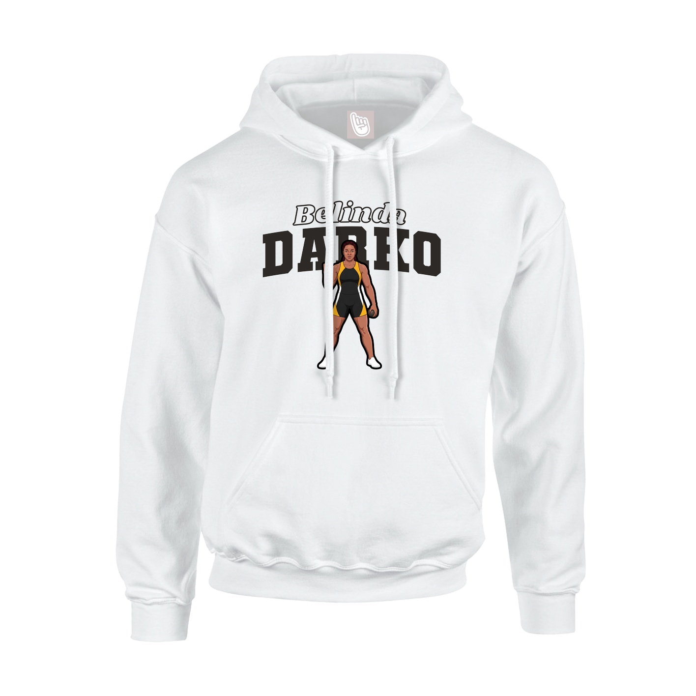 Youth Hoodie — Name Arch in White