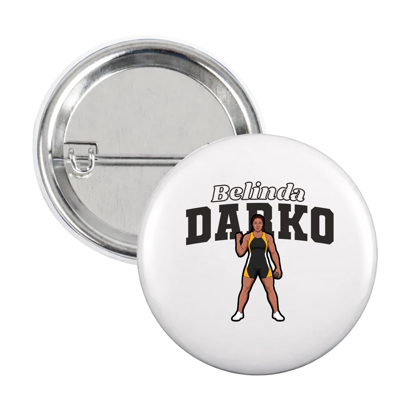Game Day Button — Name Arch in White