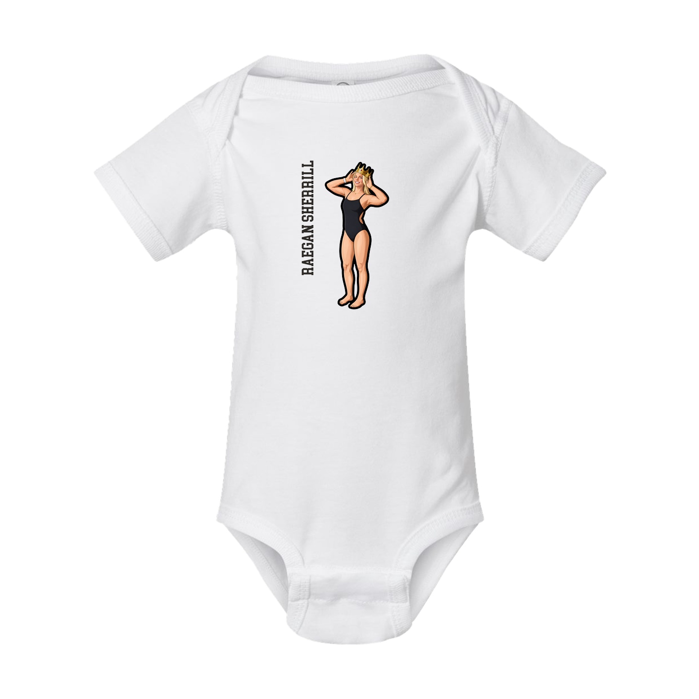 Baby Onesie — Name Vertical in White