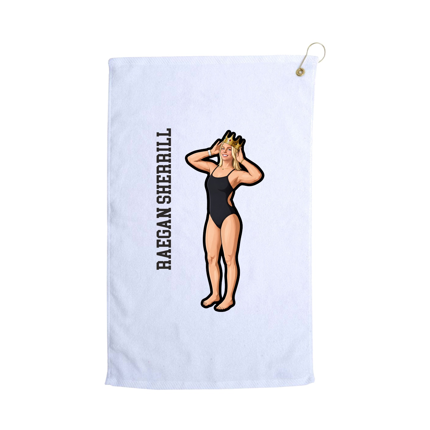Golf Towel — Name Vertical in White