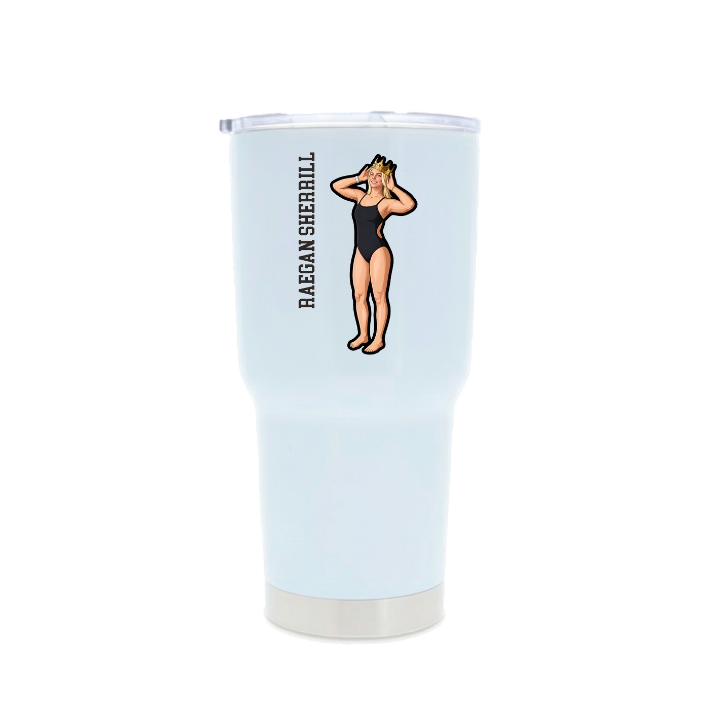 30oz Stainless Steel Tumbler — Name Vertical in White