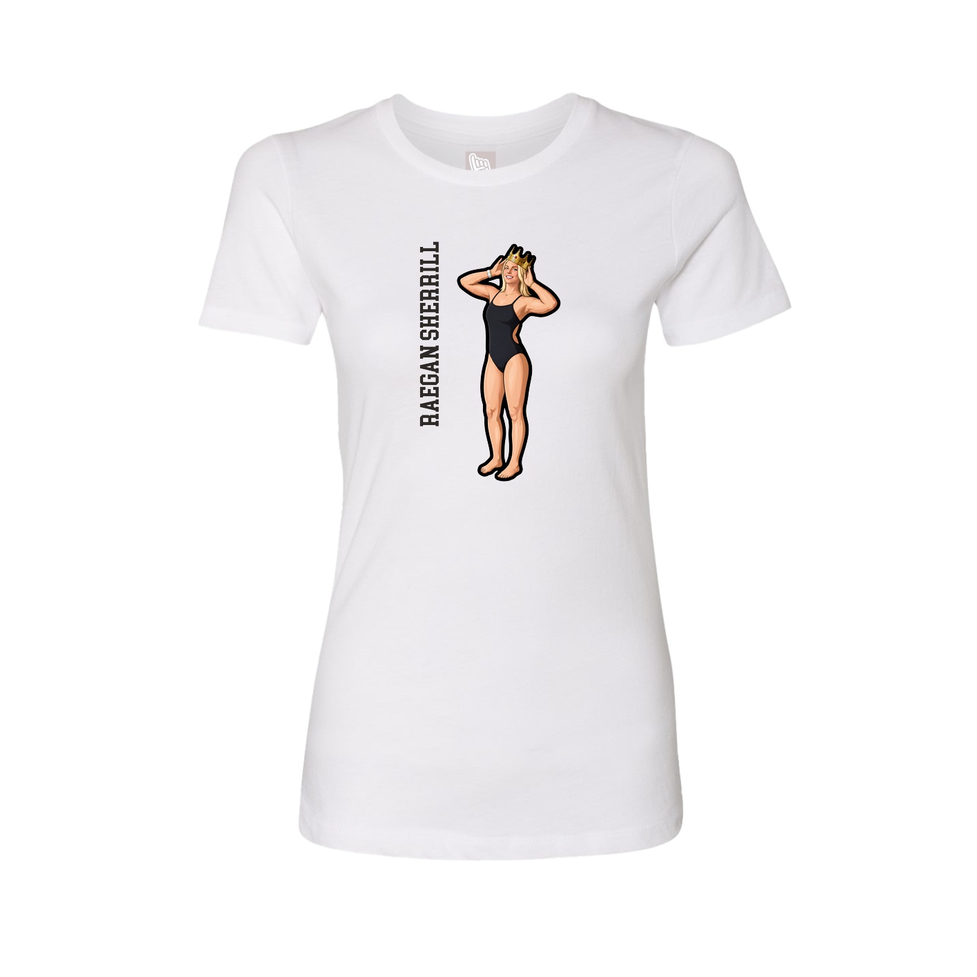 Fitted Women's Tee — Name Vertical in White