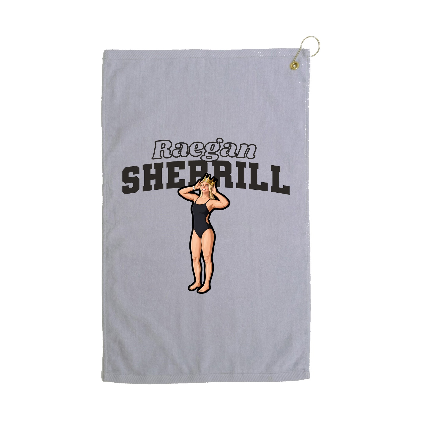 Golf Towel — Name Arch in Grey