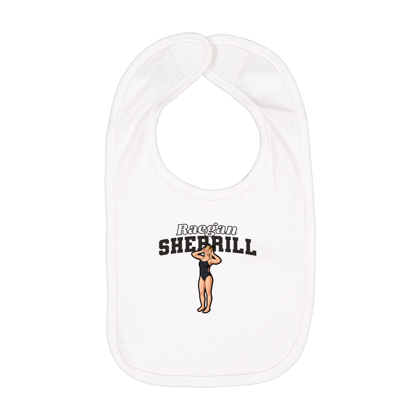 Infant Bib — Name Arch in White