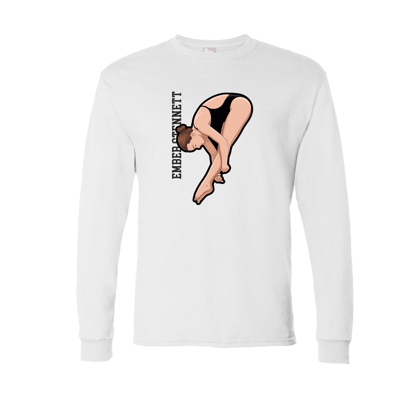 Long Sleeve Tee — Name Vertical in White
